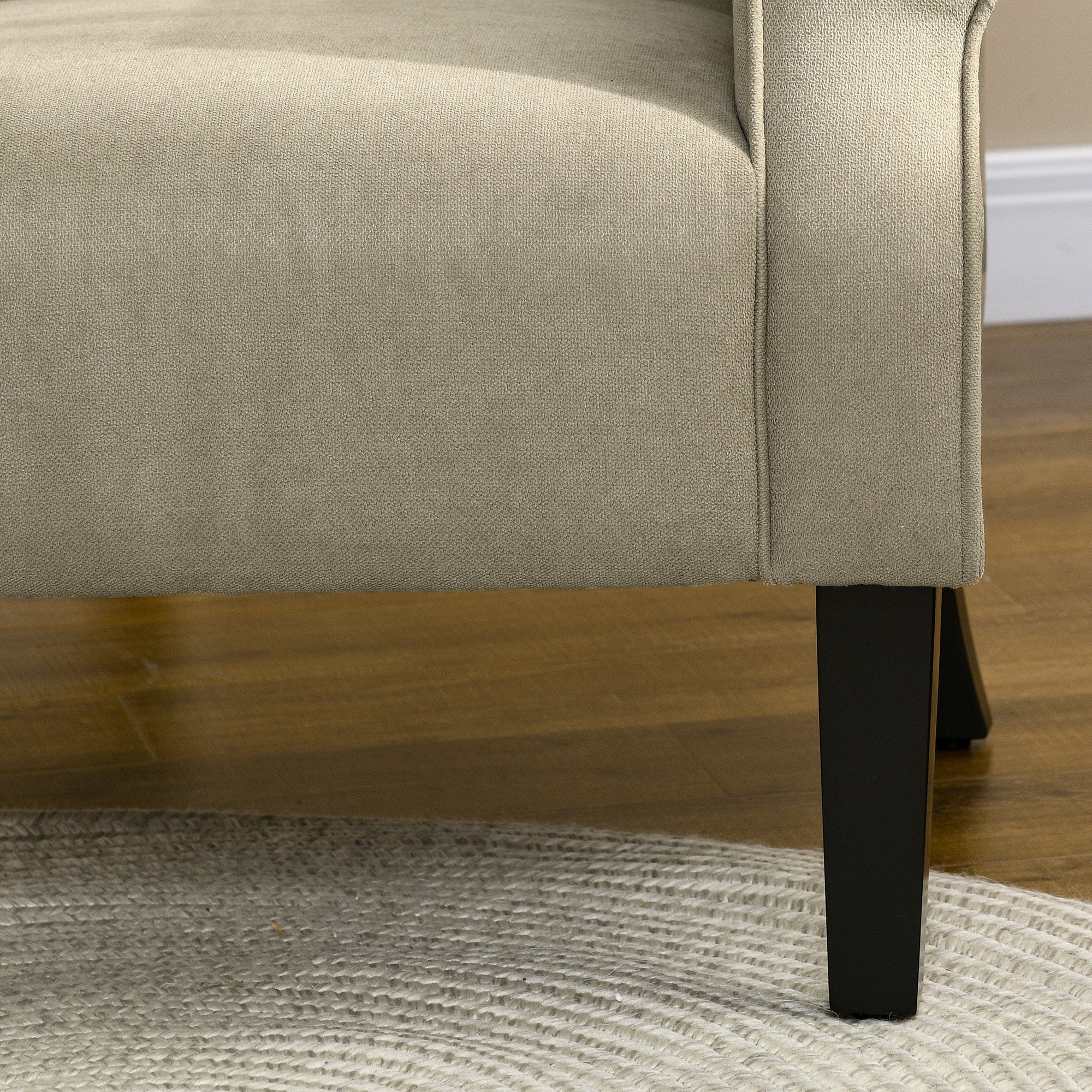 HOMCOM Armchair, Upholstered Modern Accent Chair with High Back, Rolled Arms and Wood Legs, Soft Thick Padded Living Room Chair, Beige