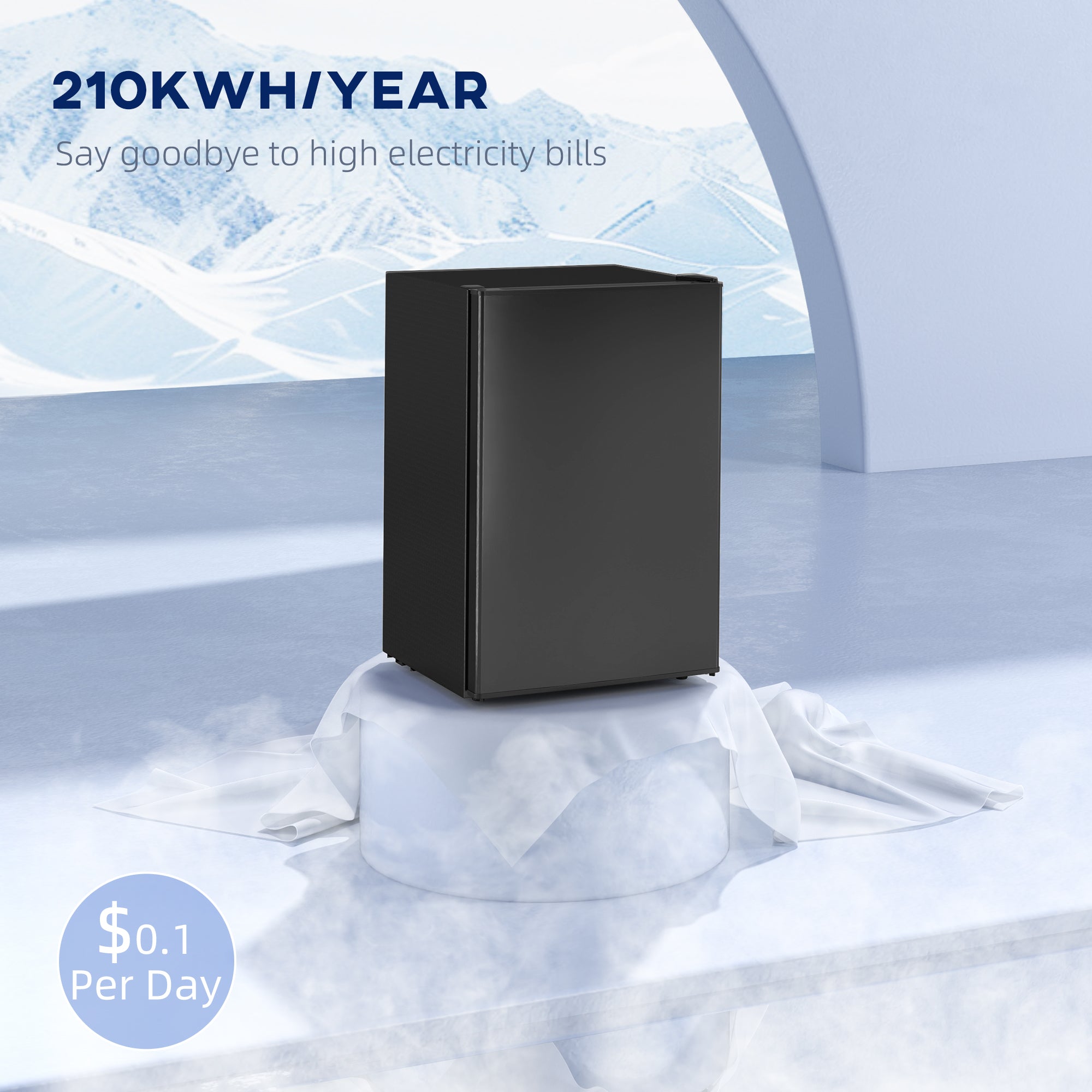 HOMCOM 2.5 Cu.Ft Mini Fridge with Freezer, Single Door Small Refrigerator with Adjustable Thermostat Energy-efficient Low Noise, Mini Refrigerator for Bedroom, Dorm, Office, Black