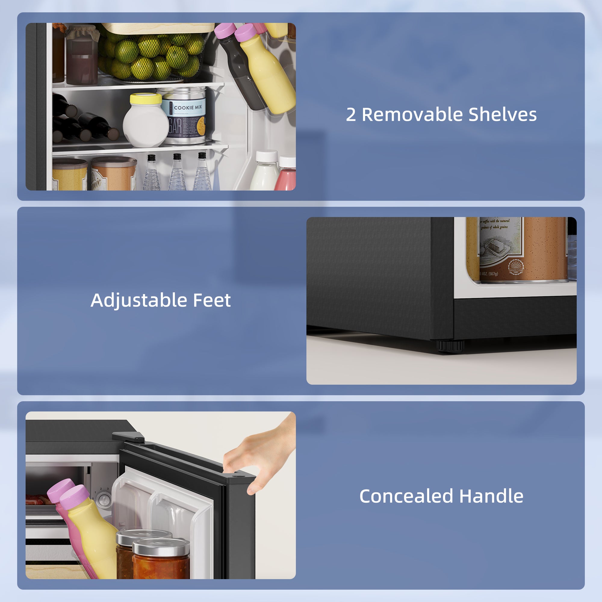 HOMCOM 2.5 Cu.Ft Mini Fridge with Freezer, Single Door Small Refrigerator with Adjustable Thermostat Energy-efficient Low Noise, Mini Refrigerator for Bedroom, Dorm, Office, Black