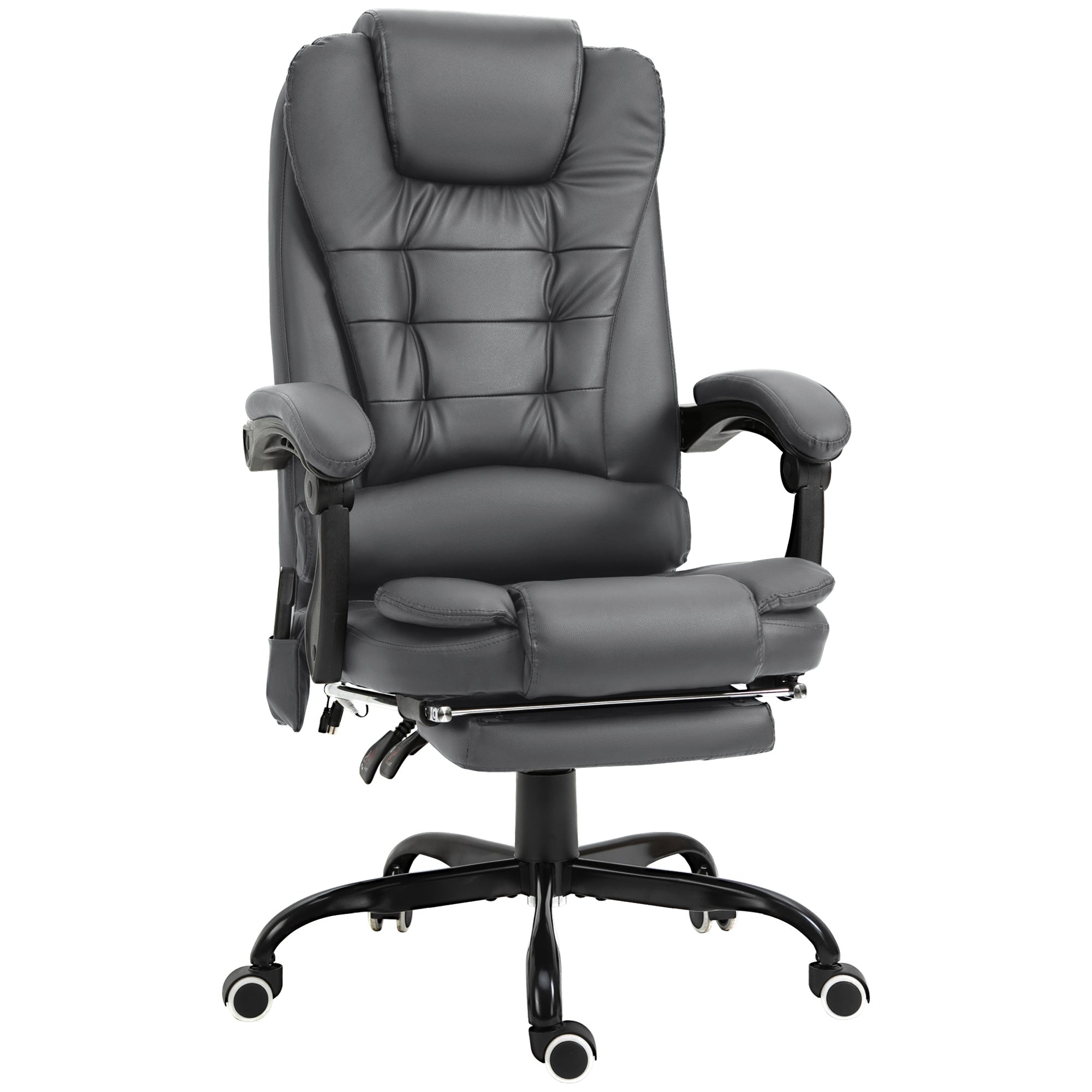 7-Point Massage Office Chair w/ Lumbar Support, Footrest & Adjustable Height, Gray