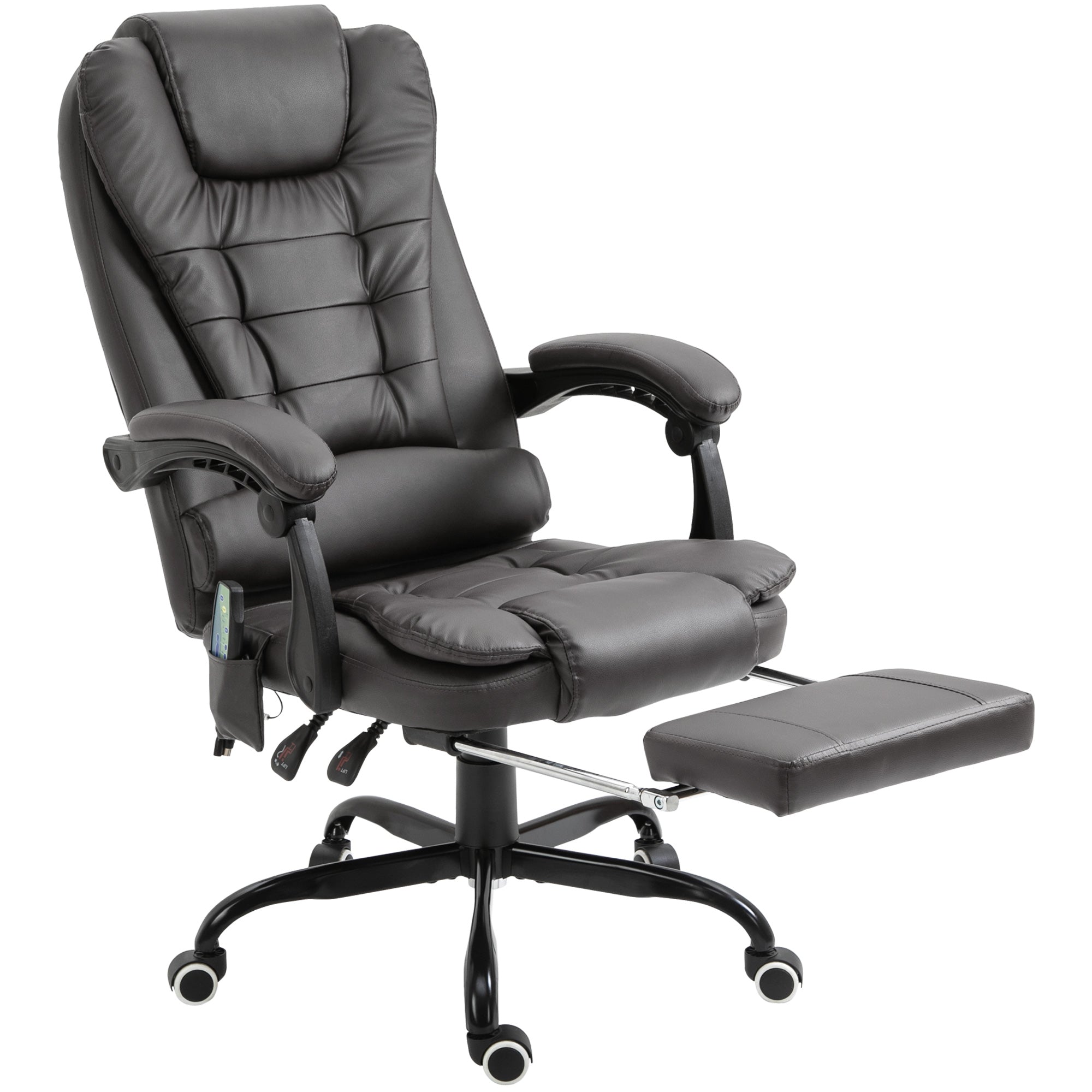 7-Point Massage Office Chair w/ Lumbar Support, Footrest & Adjustable Height, Gray