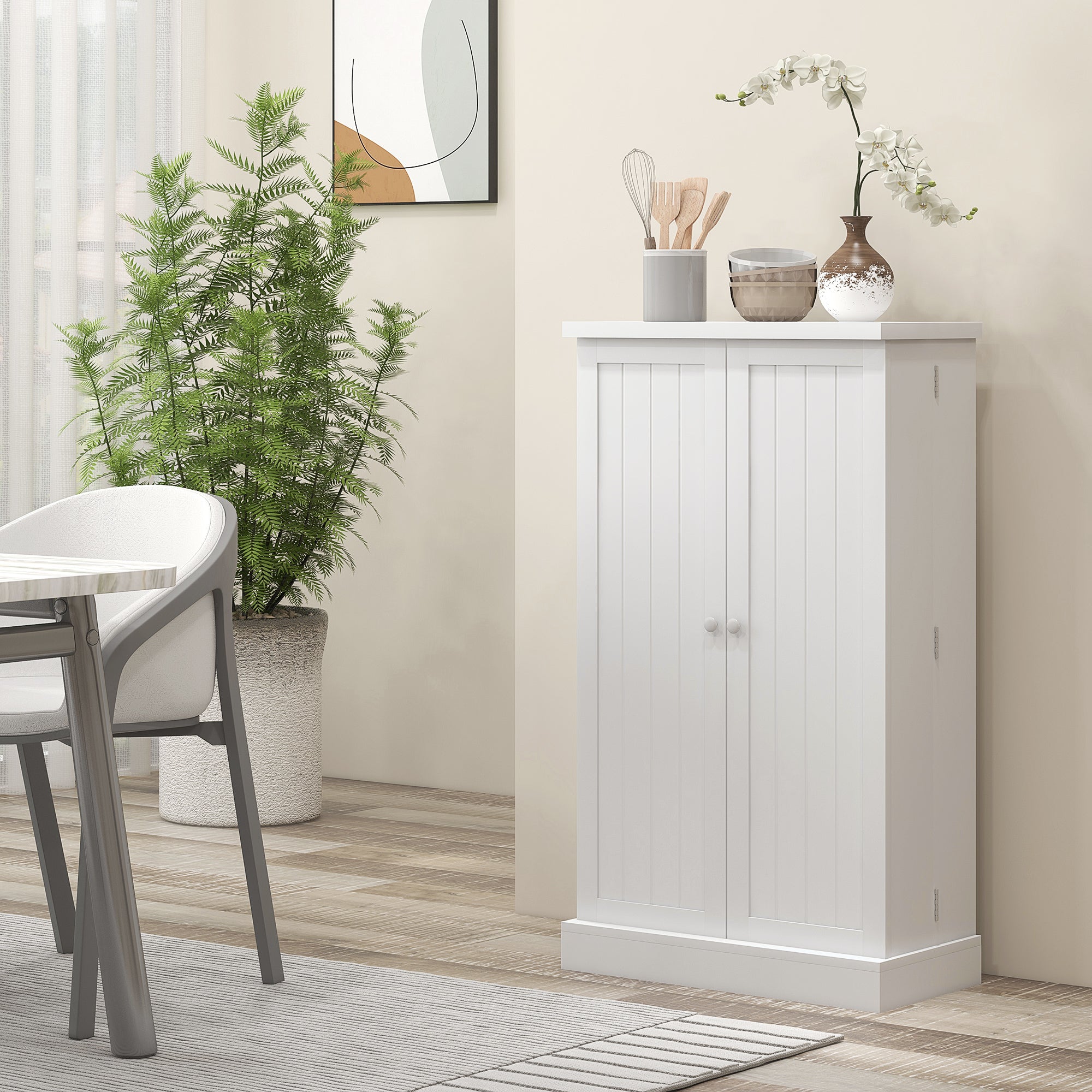 HOMCOM 41" Kitchen Pantry, Freestanding Kitchen Storage Cabinet with Double Doors, 5-Tier Shelf and Adjustable Shelves, White