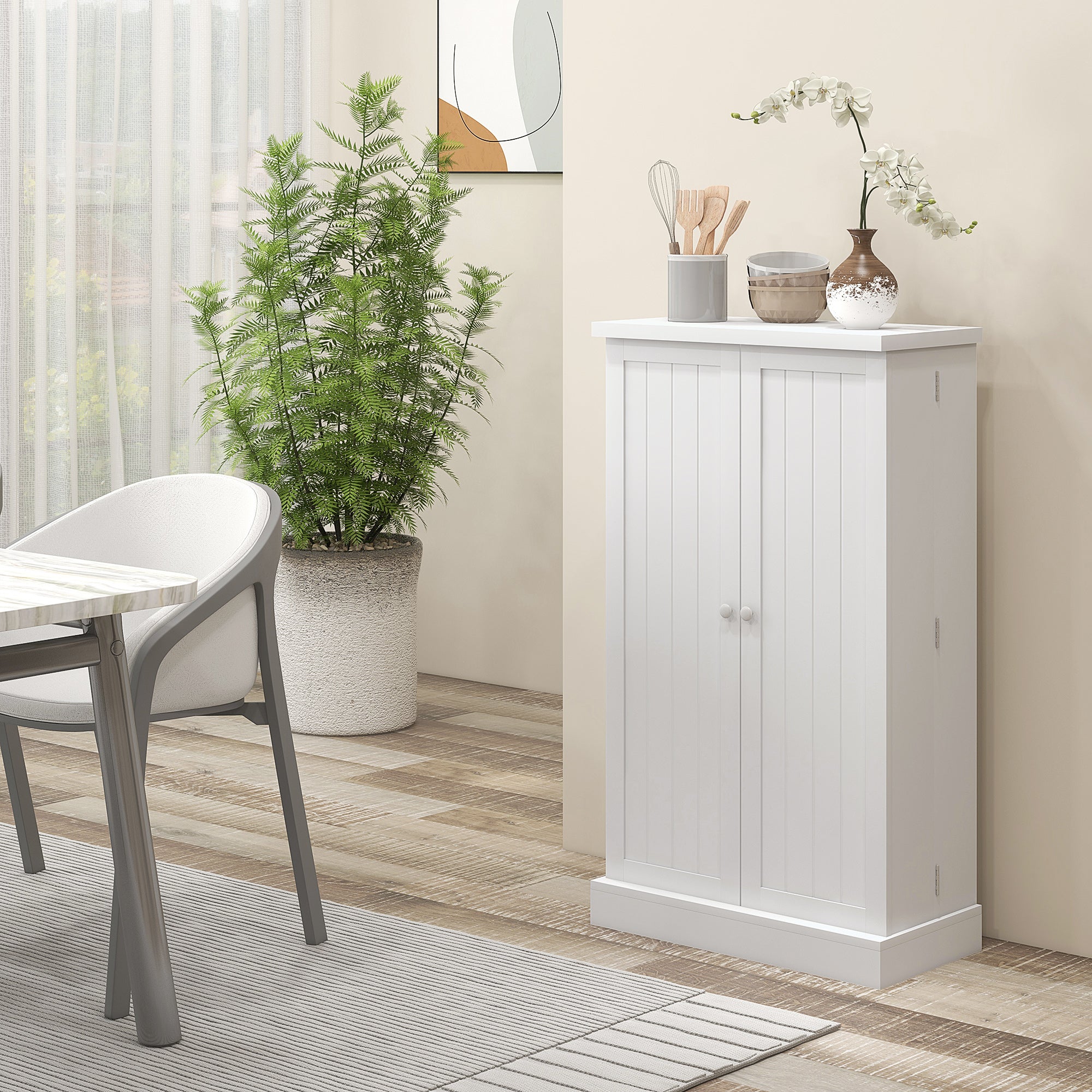 HOMCOM 41" Kitchen Pantry, Freestanding Kitchen Storage Cabinet with Double Doors, 5-Tier Shelf and Adjustable Shelves, White