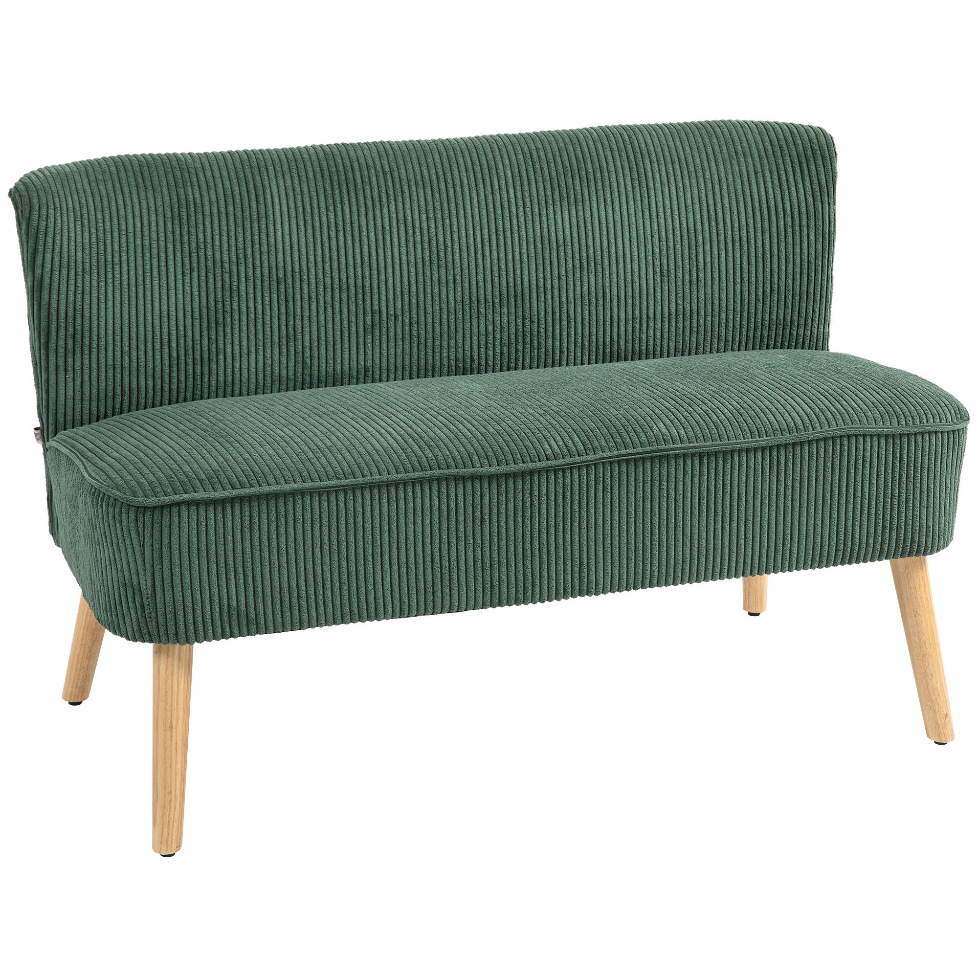 46" Loveseat Sofa, Corduroy Fabric 2 Seater Sofa Couch with Thick Padded Seat and Rubber Wood Legs, Upholstered Small Couch for Living Room, Home Office, Green