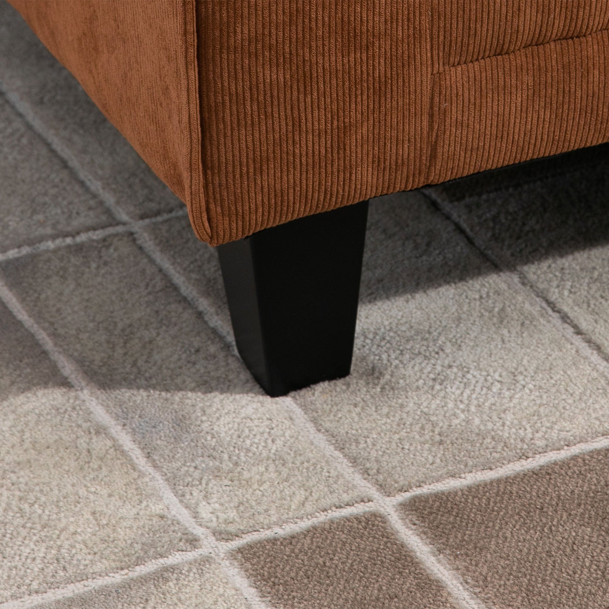 HOMCOM Modern 3-Seater Sofa, Corduroy Fabric Couch with Pine Wood Legs, Rolled Arms for Living Room, Brown