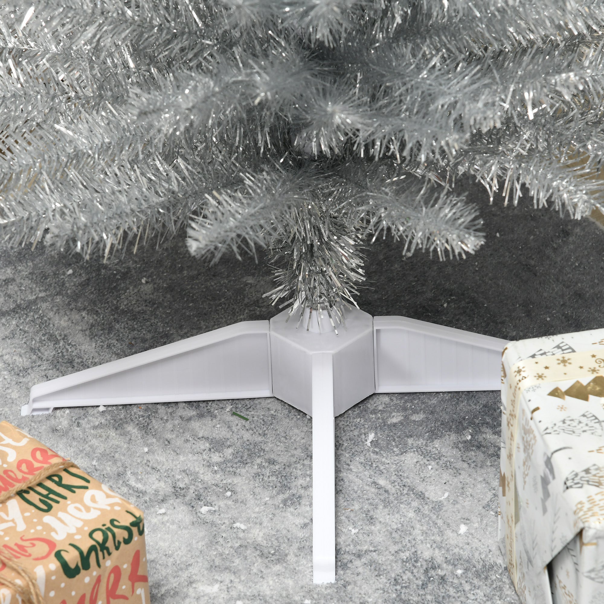 6' Artificial Pencil Christmas Tree, Slim Xmas Tree with 390 Realistic Branch Tips and Plastic Stand, Silver