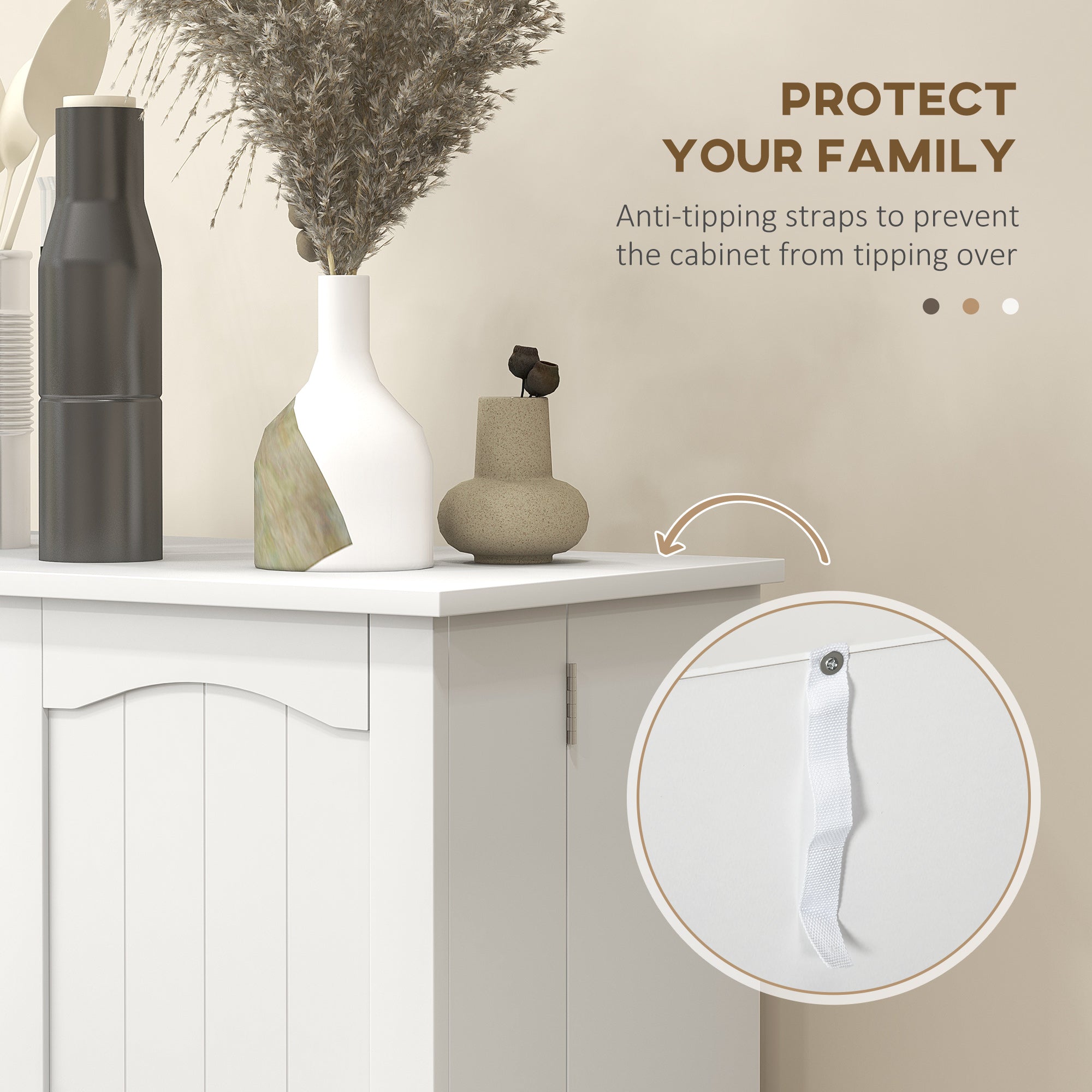 41" Kitchen Pantry Cabinet w/ 12 Door Shelves, Double Doors, 5-tier Shelving, Paper White