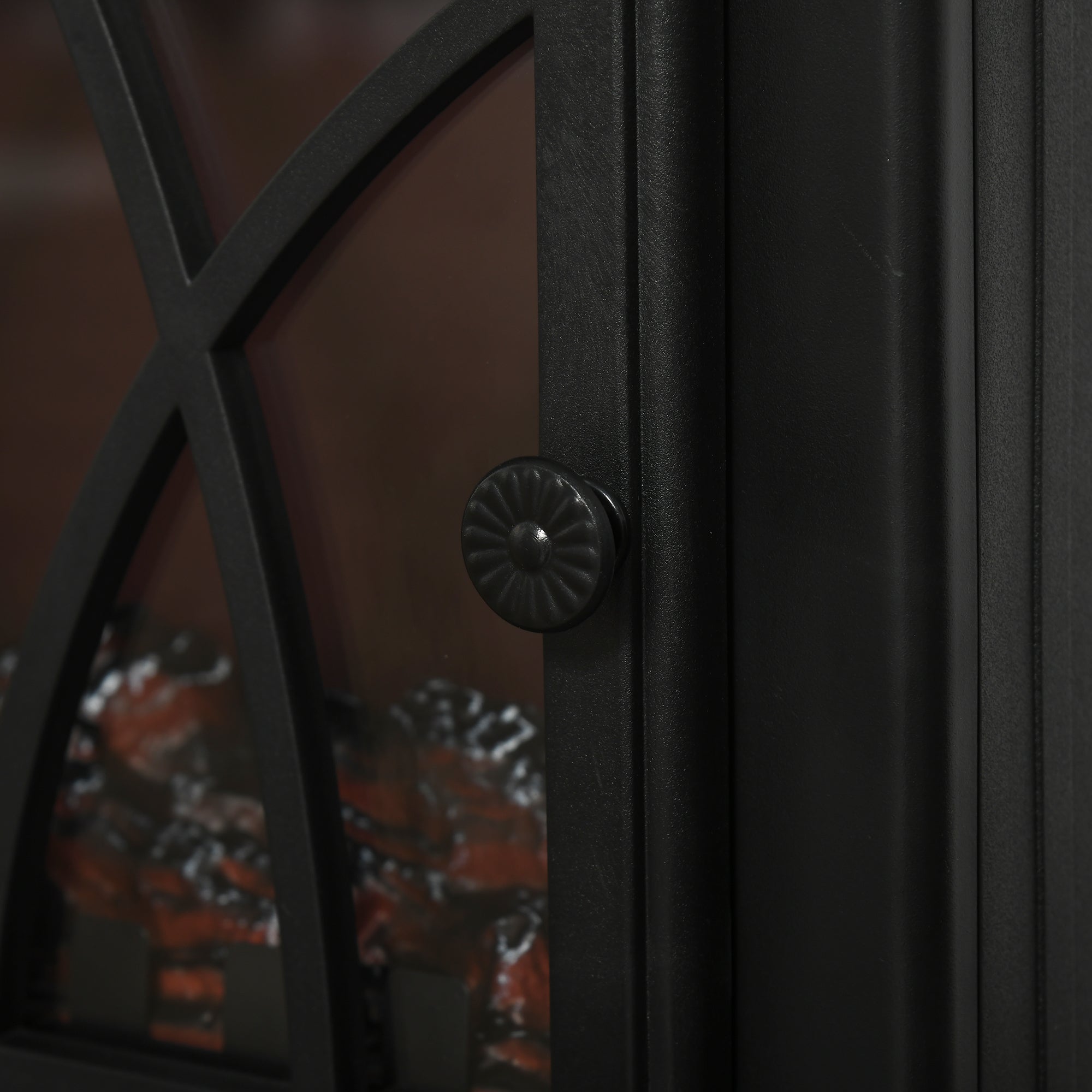 Electric Fireplace Heater Freestanding Fireplace Stove with Adjustable LED Flame Effect and Front Door, 750W/1500W, Black