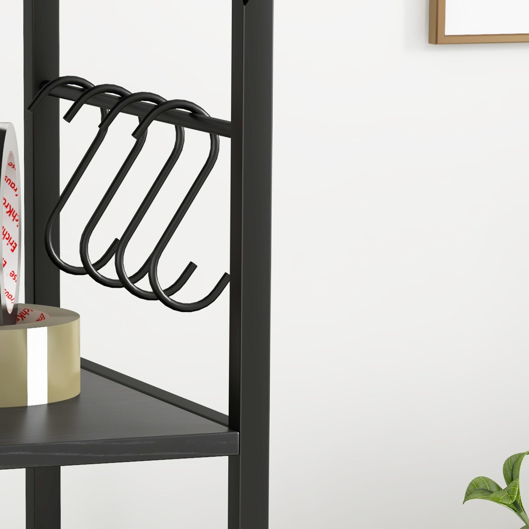 Vinsetto 2 Drawer File Cabinet with Keys, Lockable Filing Cabinet with Adjustable Hanging Bar for Letter, A4 and Legal Size, 67.7" Tall Printer Stand with Storage Shelves and Hooks, Black