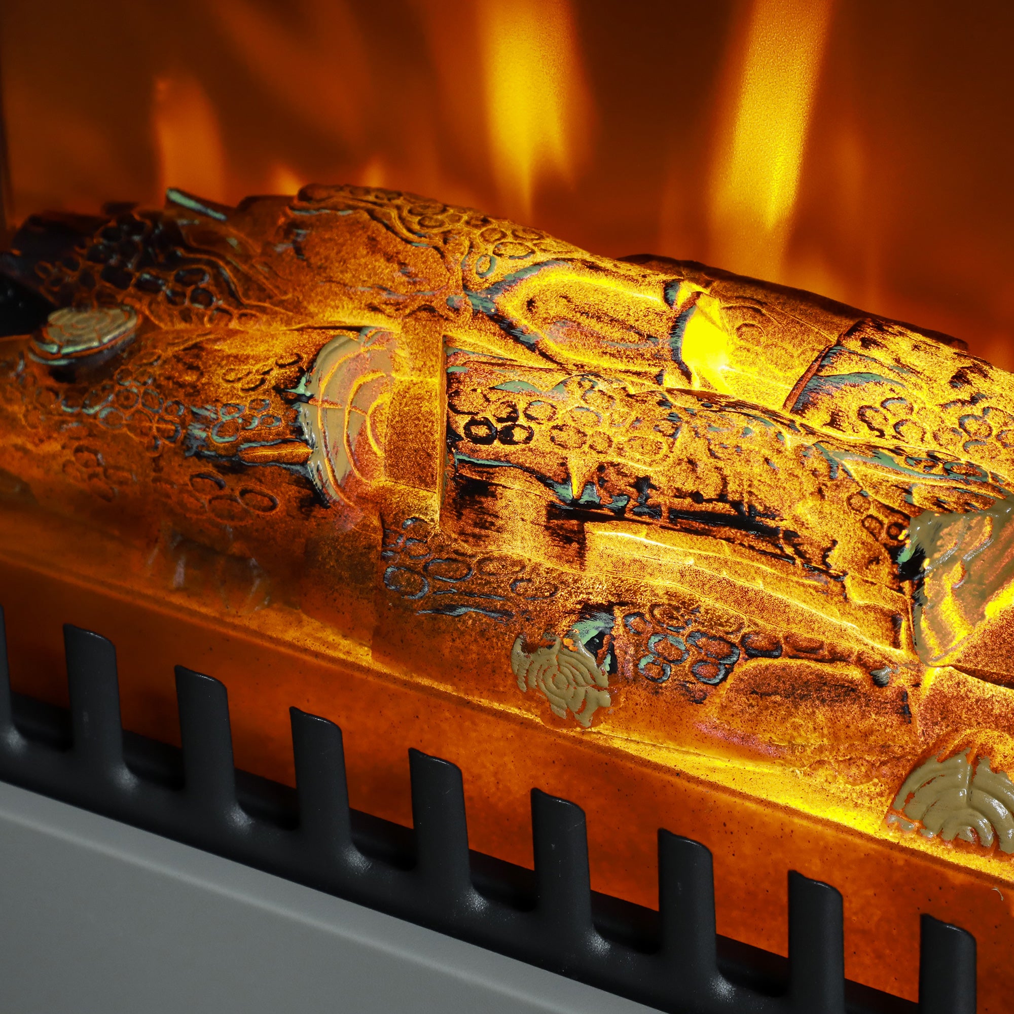 Electric Fireplace Stove Heater with Realistic LED Flames and Logs 750W/1500W Gray