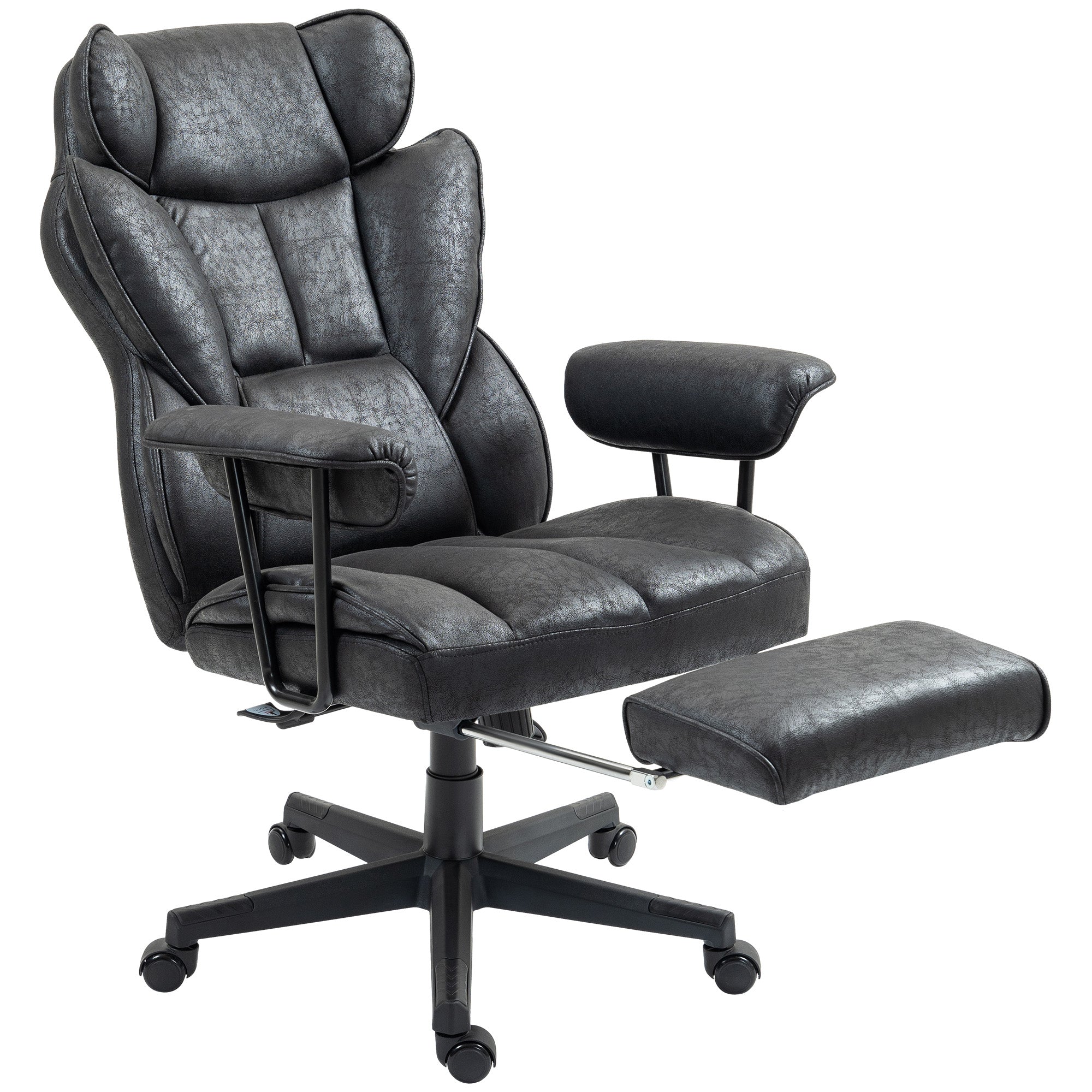 Big and Tall Massage Office Chair with Footrest, Lumbar Support & Reclining, Black