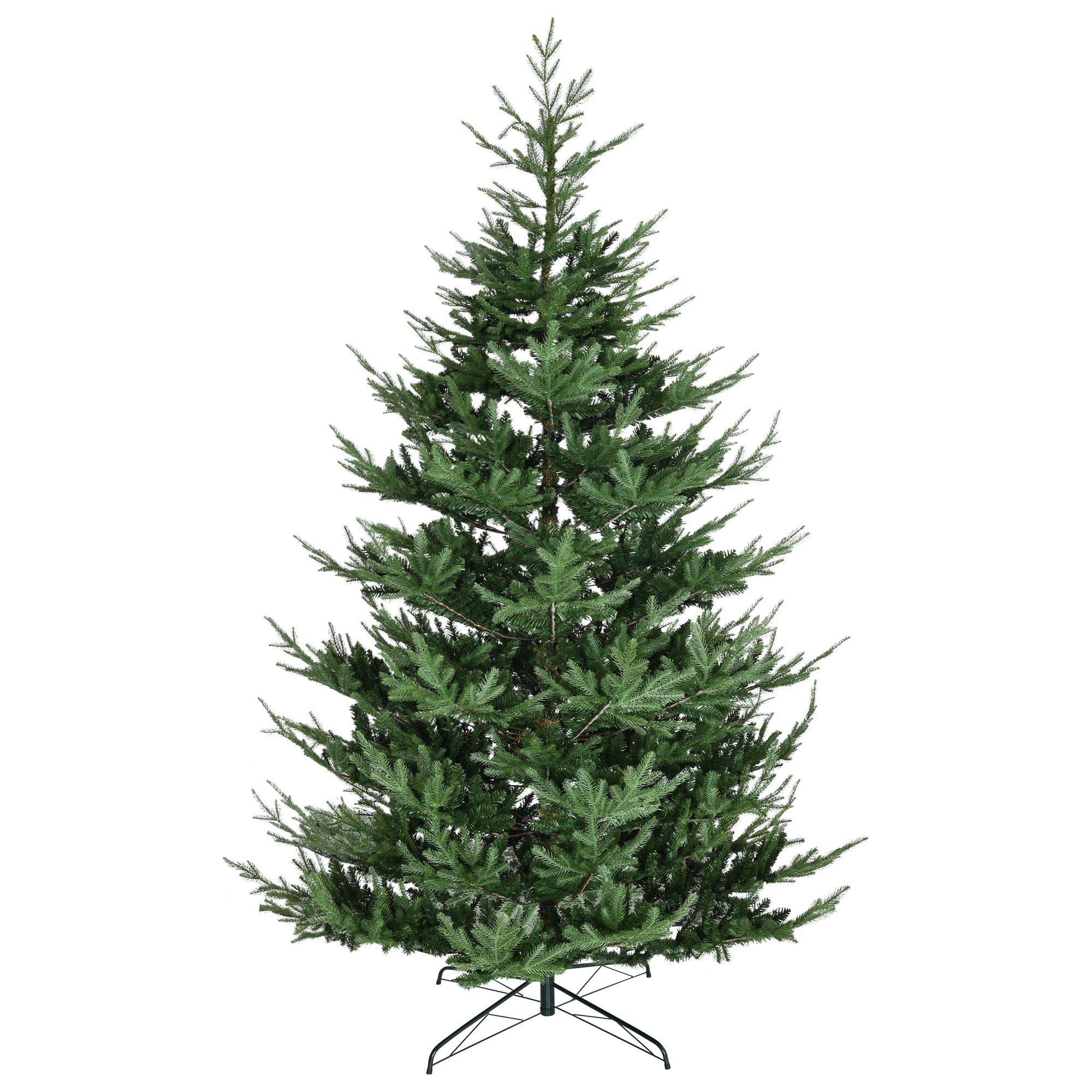 9ft Artificial Christmas Tree, Wide Pine Holidy Decor, Hinged Xmas Tree with 1939 Tips, Metal Base, Green