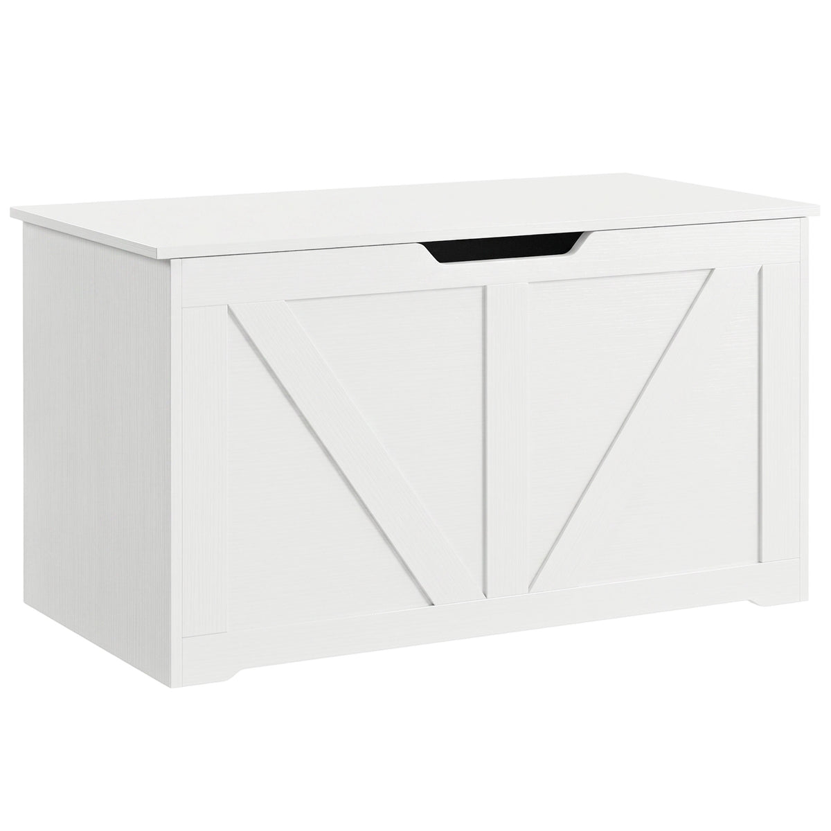 Storage Chest, Storage Bench with Safety Hinge and U-shaped Cut-out Pull for Living Room, Entryway, 31.5" x 15.7" x 17.7", Supports 300 lbs, White Wood Grain