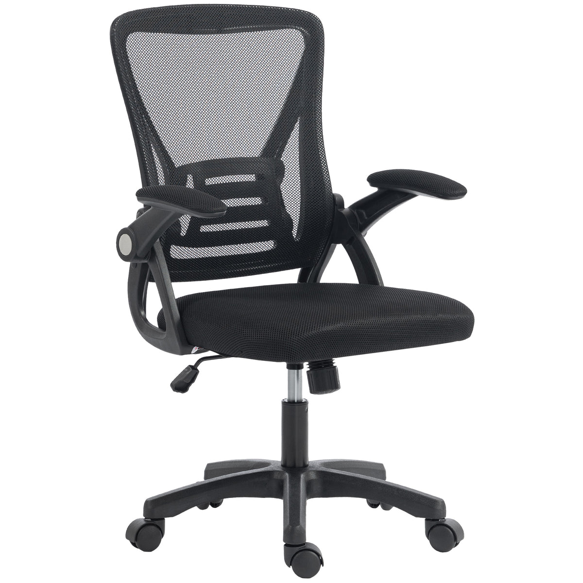 Ergonomic Office Chair, Mesh Desk Chair with Flip-up Armrests, Backrest, Lumbar Support, Adjustable Height, Swivel Wheels, Black
