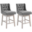 Set of 2 Bar Height Stools, 28" w/ Swivel & Wooden Legs for Kitchen, Gray