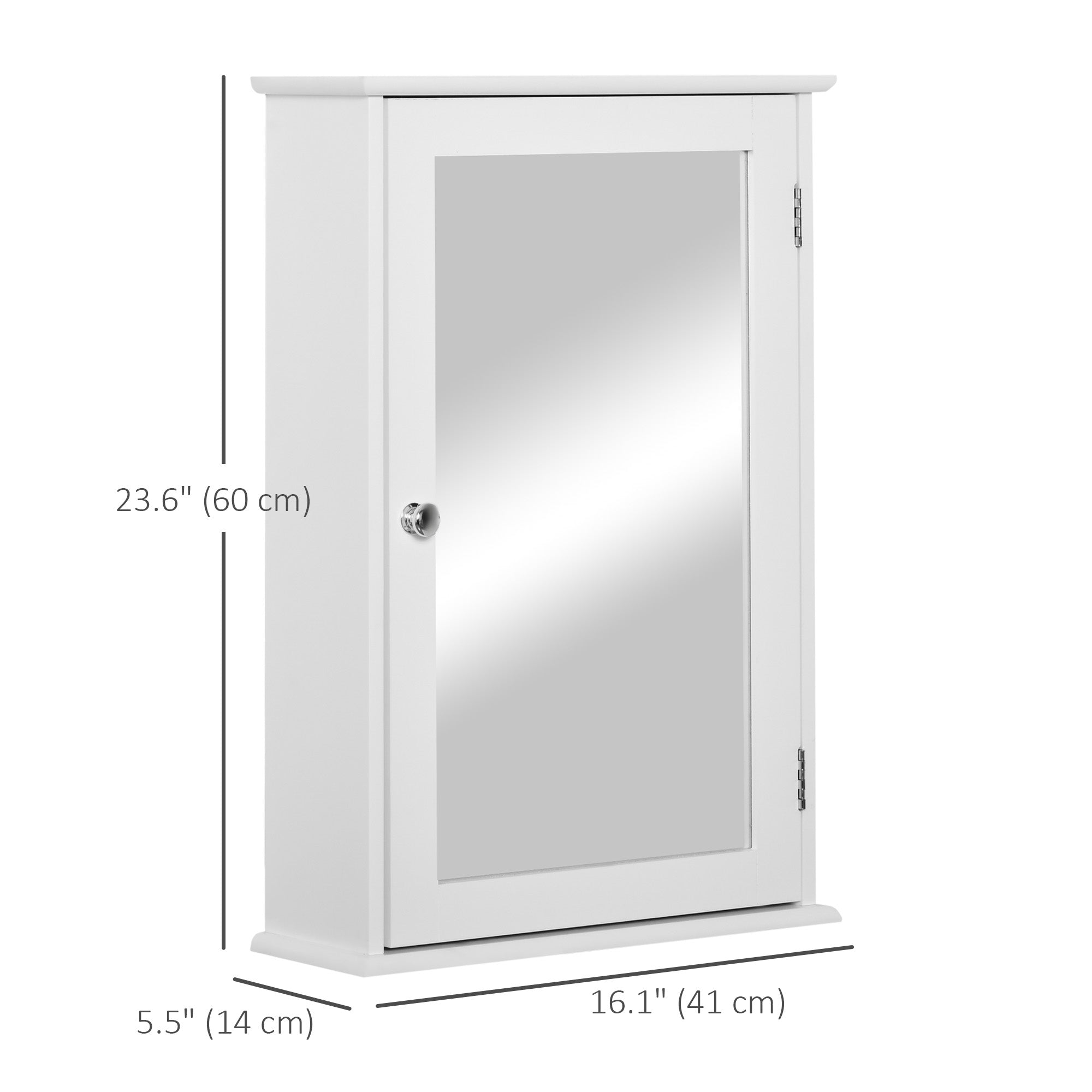 kleankin Bathroom Mirror Cabinet, Wall Mounted Medicine Cabinet, Storage Cupboard with Door and Shelves, White