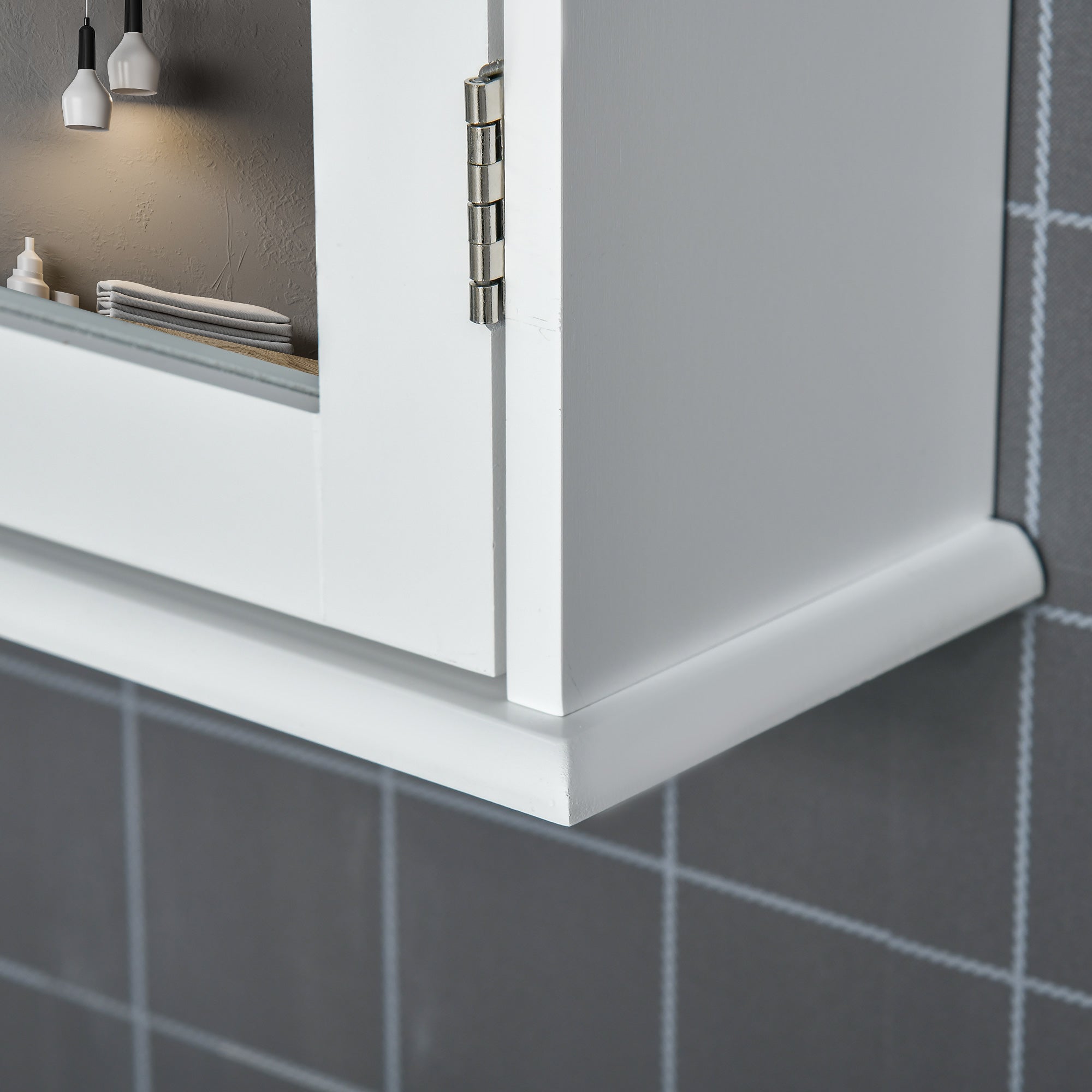 kleankin Bathroom Mirror Cabinet, Wall Mounted Medicine Cabinet, Storage Cupboard with Door and Shelves, White