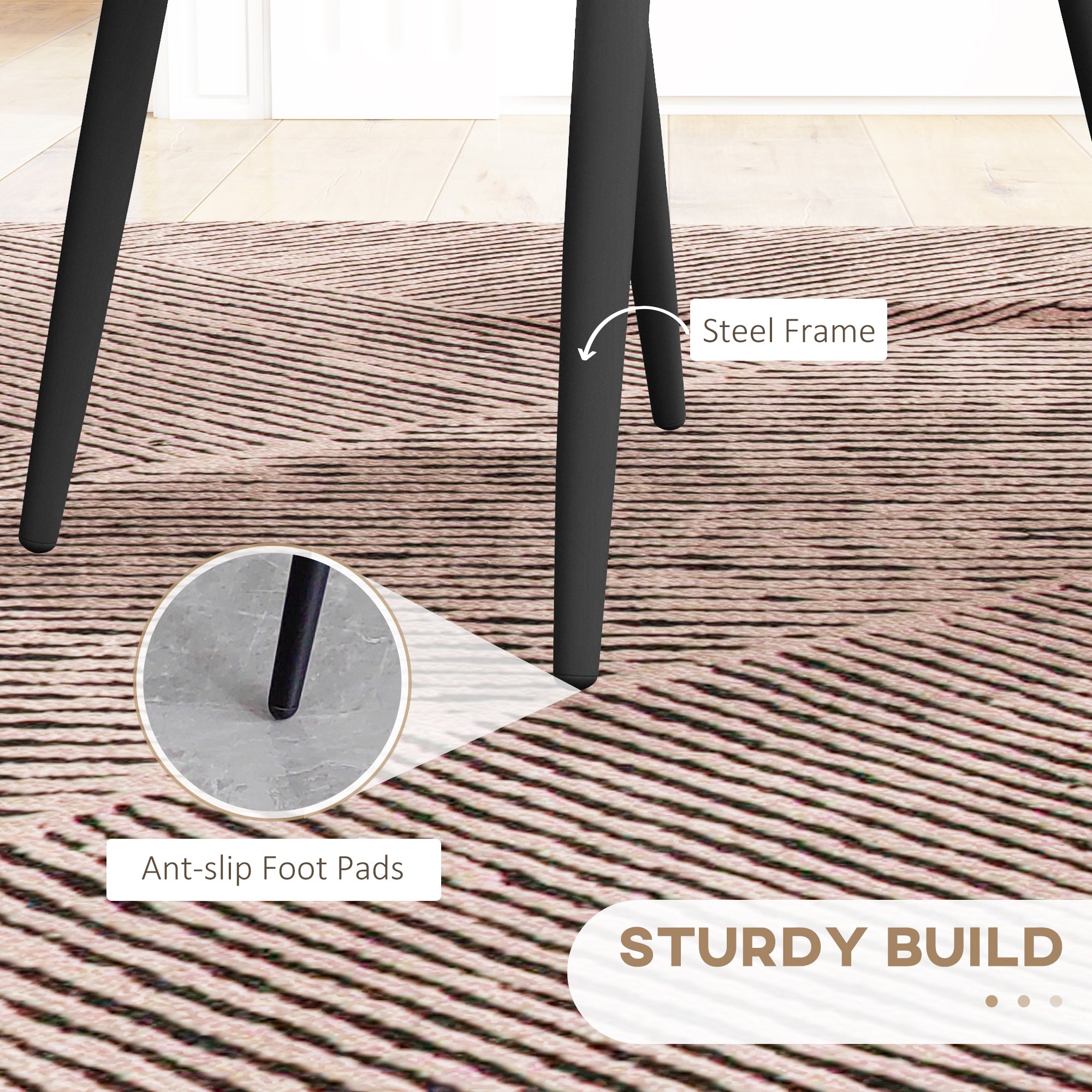 HOMCOM Dining Chairs Set of 2, Velvet Fabric Upholstered Kitchen Chairs with Solid Metal Legs for Dining Room, Living Room, Lounge, Grey