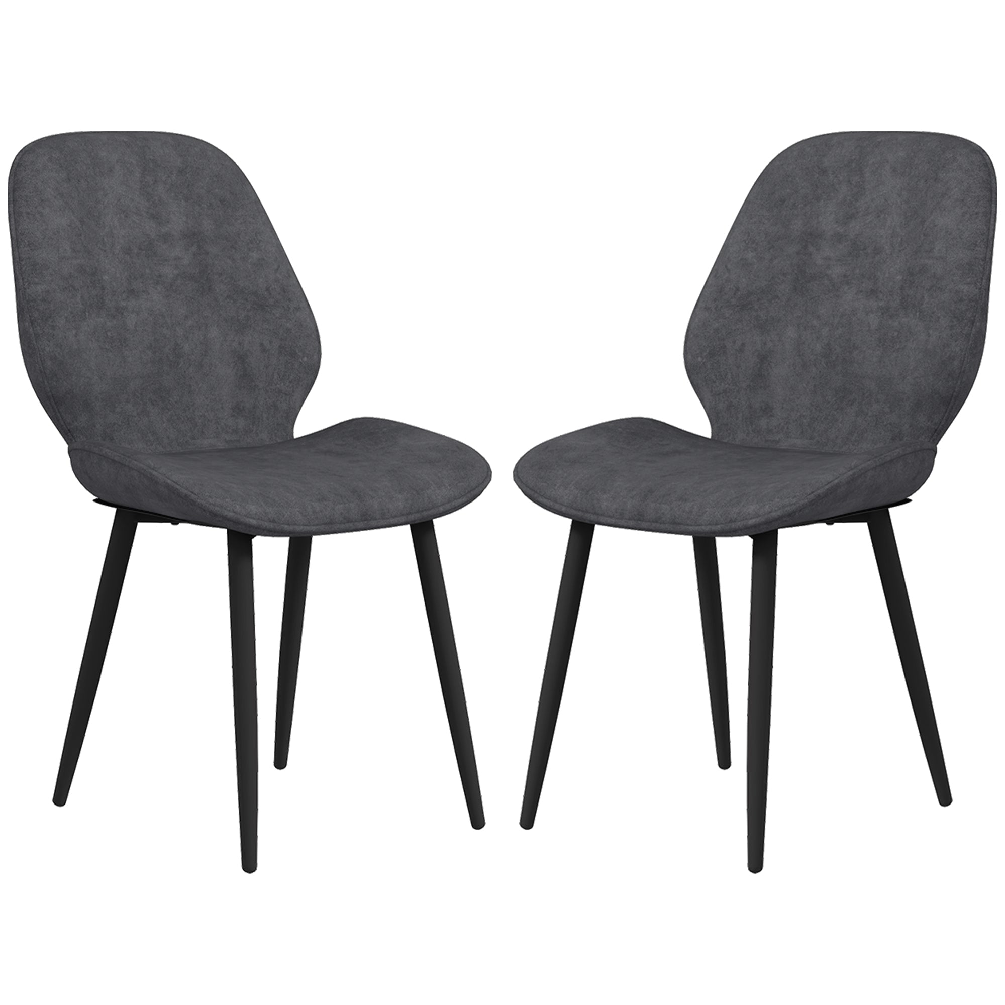 HOMCOM Dining Chairs Set of 2, Velvet Fabric Upholstered Kitchen Chairs with Solid Metal Legs for Dining Room, Living Room, Lounge, Grey