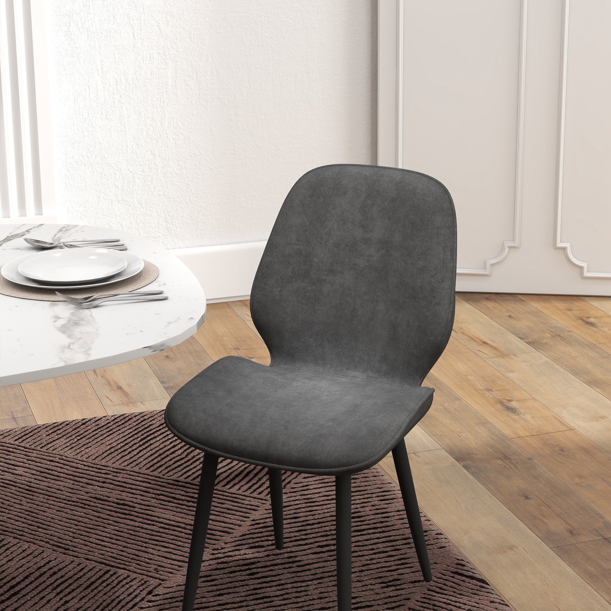 HOMCOM Dining Chairs Set of 2, Velvet Fabric Upholstered Kitchen Chairs with Solid Metal Legs for Dining Room, Living Room, Lounge, Grey