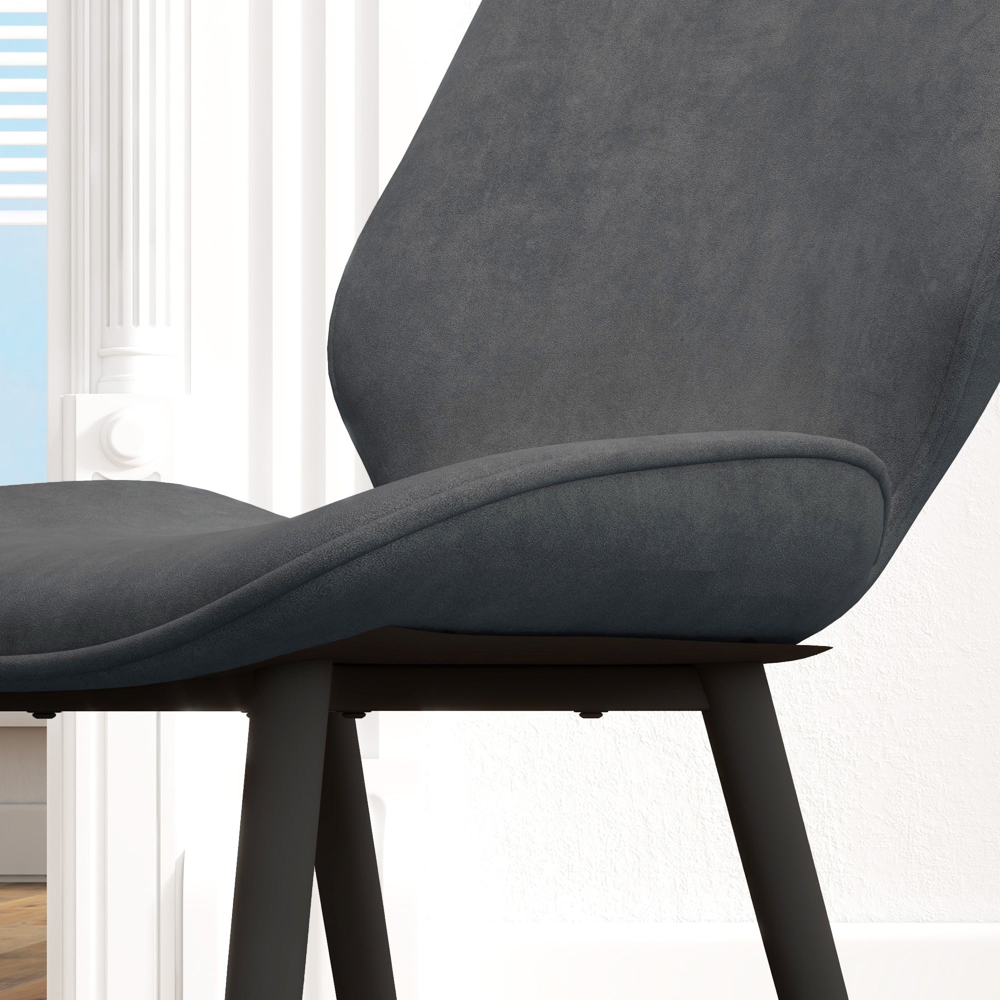 HOMCOM Dining Chairs Set of 2, Velvet Fabric Upholstered Kitchen Chairs with Solid Metal Legs for Dining Room, Living Room, Lounge, Grey