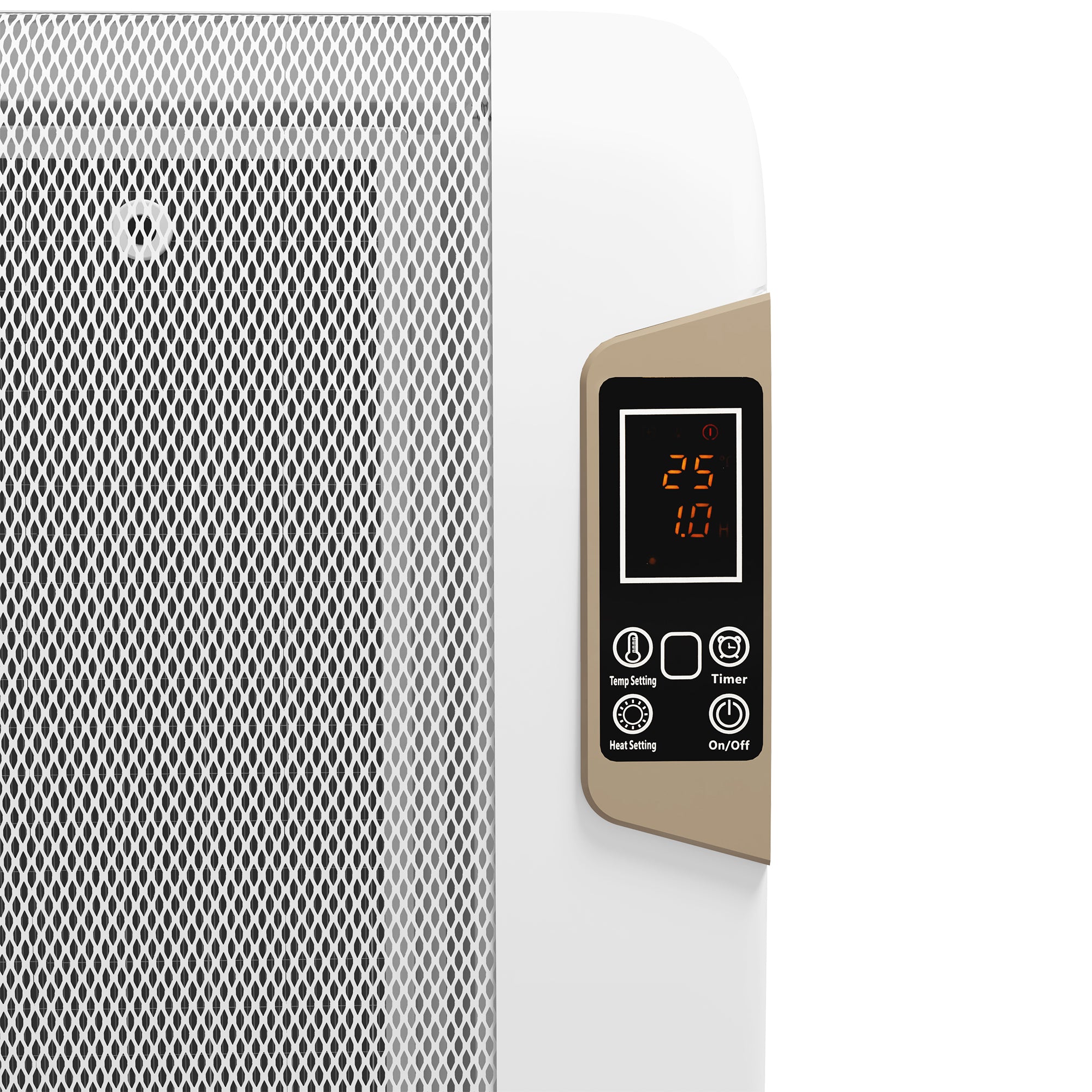 HOMCOM Mica Electric Space Heater, Portable Heater for Home with 2 Heat Settings, Living Room, Study, Garage, Adjustable Temperature 18-30°C, 1000W/2000W, White