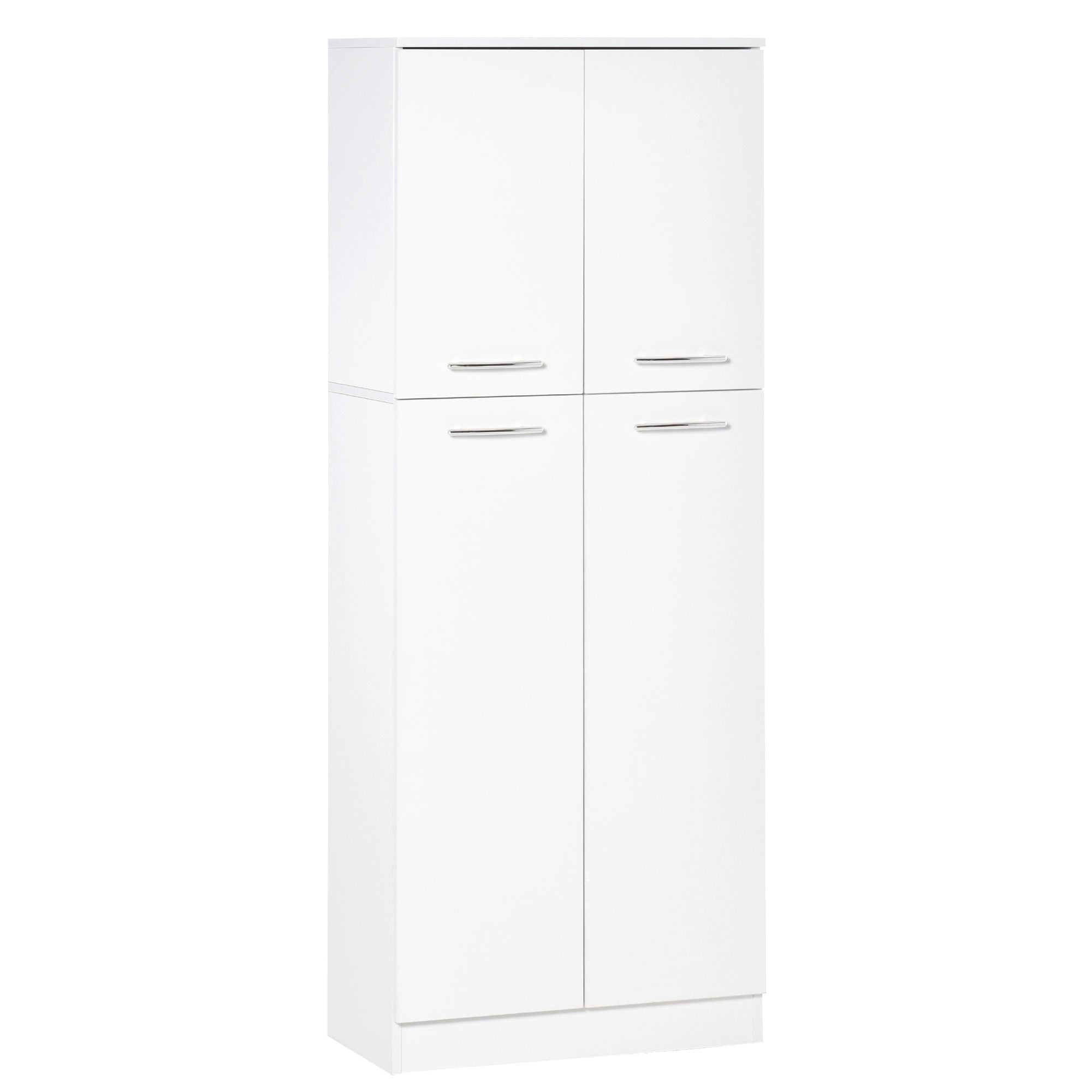 61" Pantry Cabinet, Kitchen Pantry Storage Cabinet with 2 Doors and Adjustable Shelves, Freestanding Storage Cabinet, White