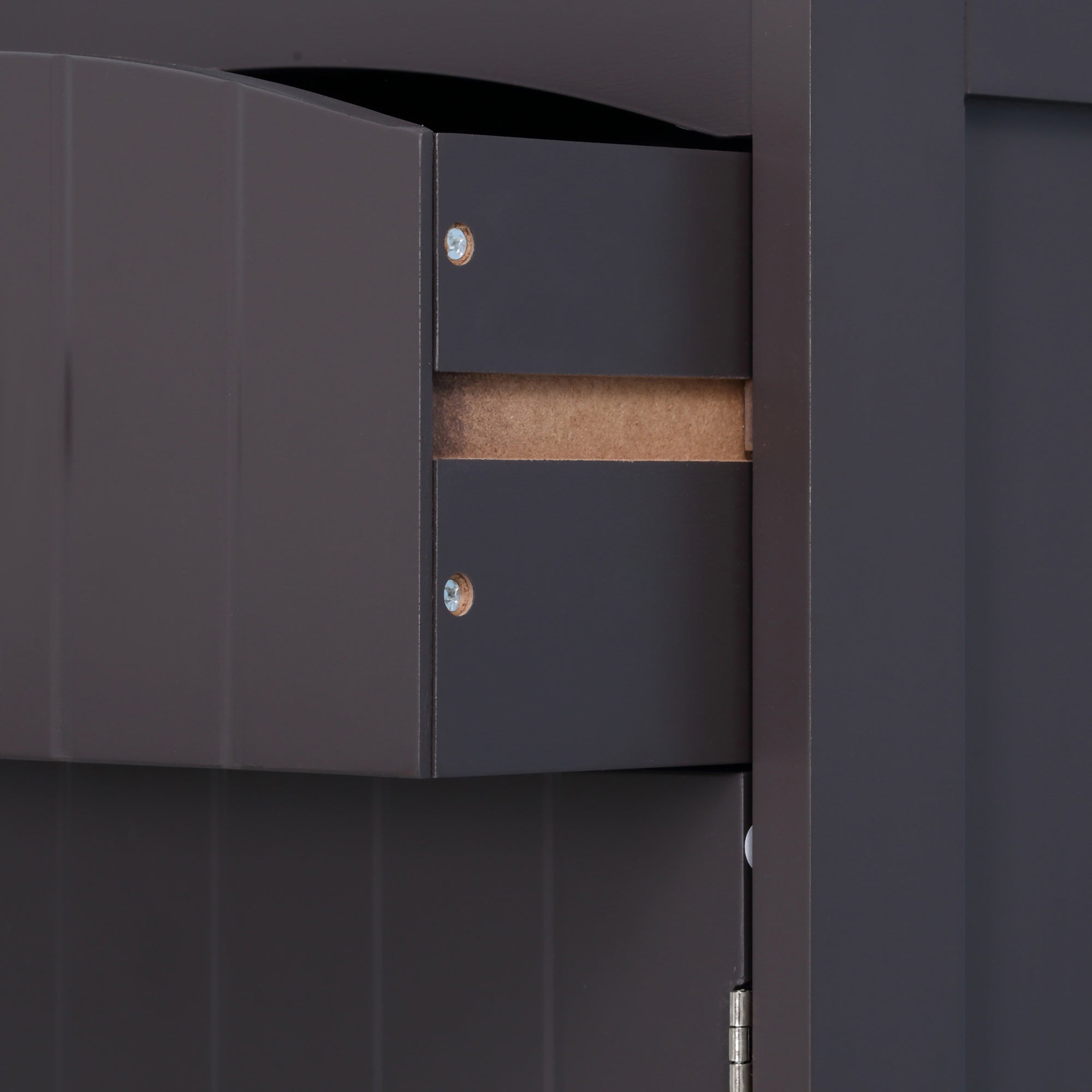 Bathroom Storage Cabinet, Tall Linen Tower with 3 Tier Shelves and Drawer, Brown