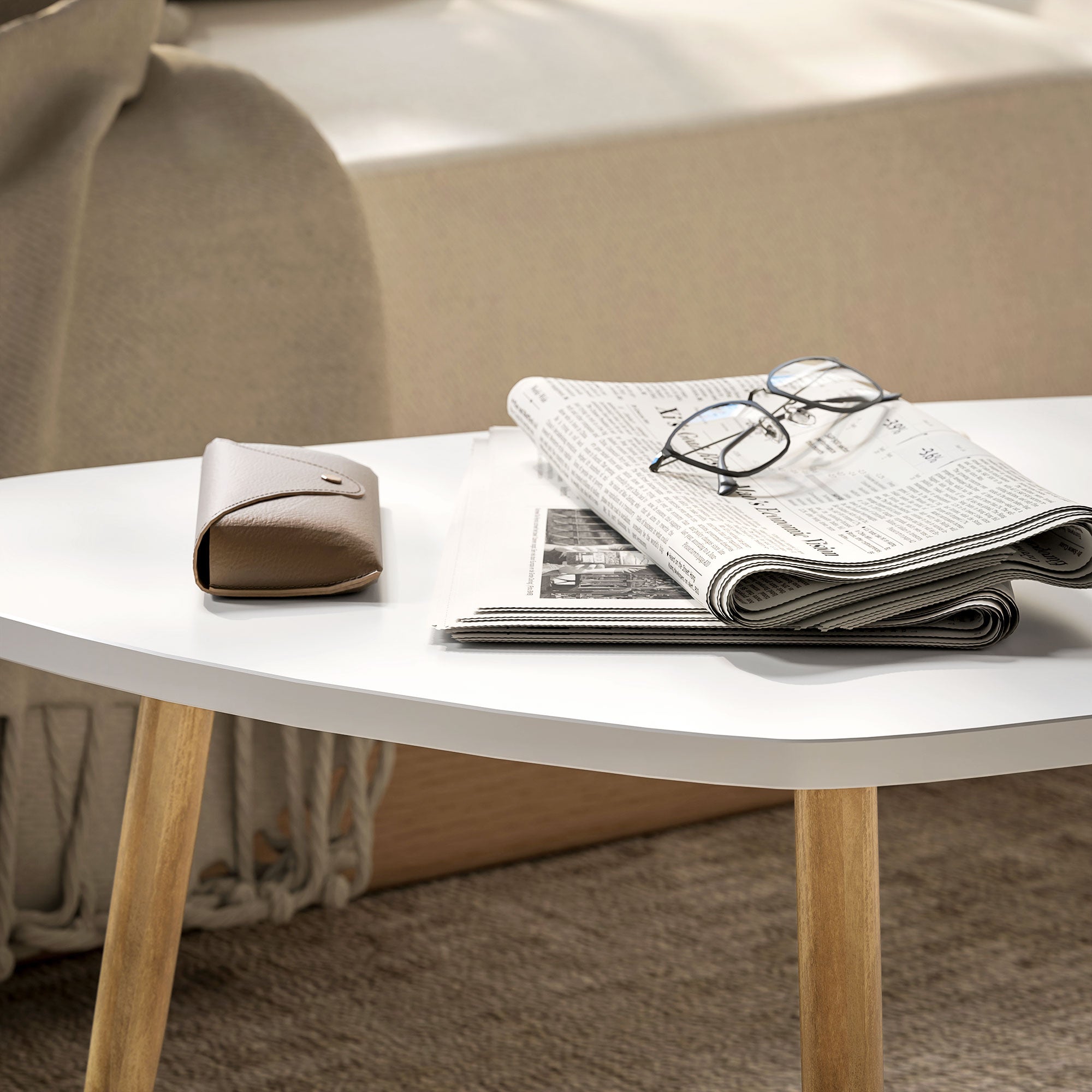 HOMCOM Coffee Table Set of 2, Nesting Coffee End Tables with Modern Decor, Side Table Triangle Occasional Stand Tea Table for Living Room Home and Office, White