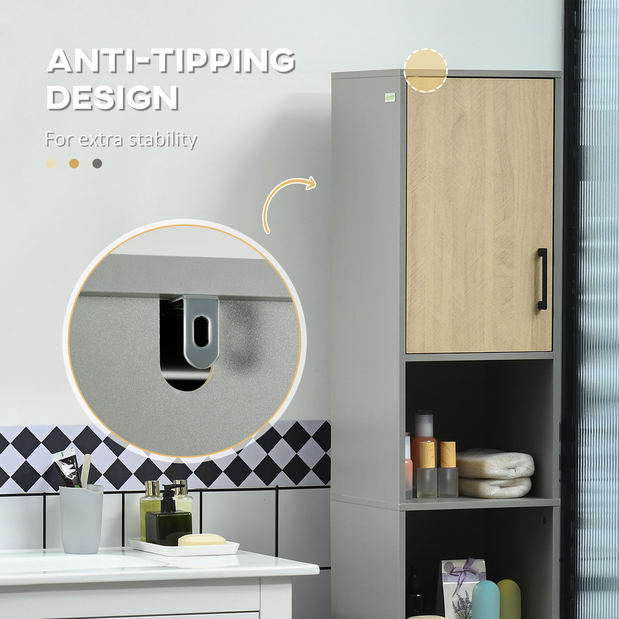 kleankin Tall Bathroom Cabinet, Free Standing Bathroom Storage Cabinet Cupboard with Door and Adjustable Shelves for Kitchen, Living Room