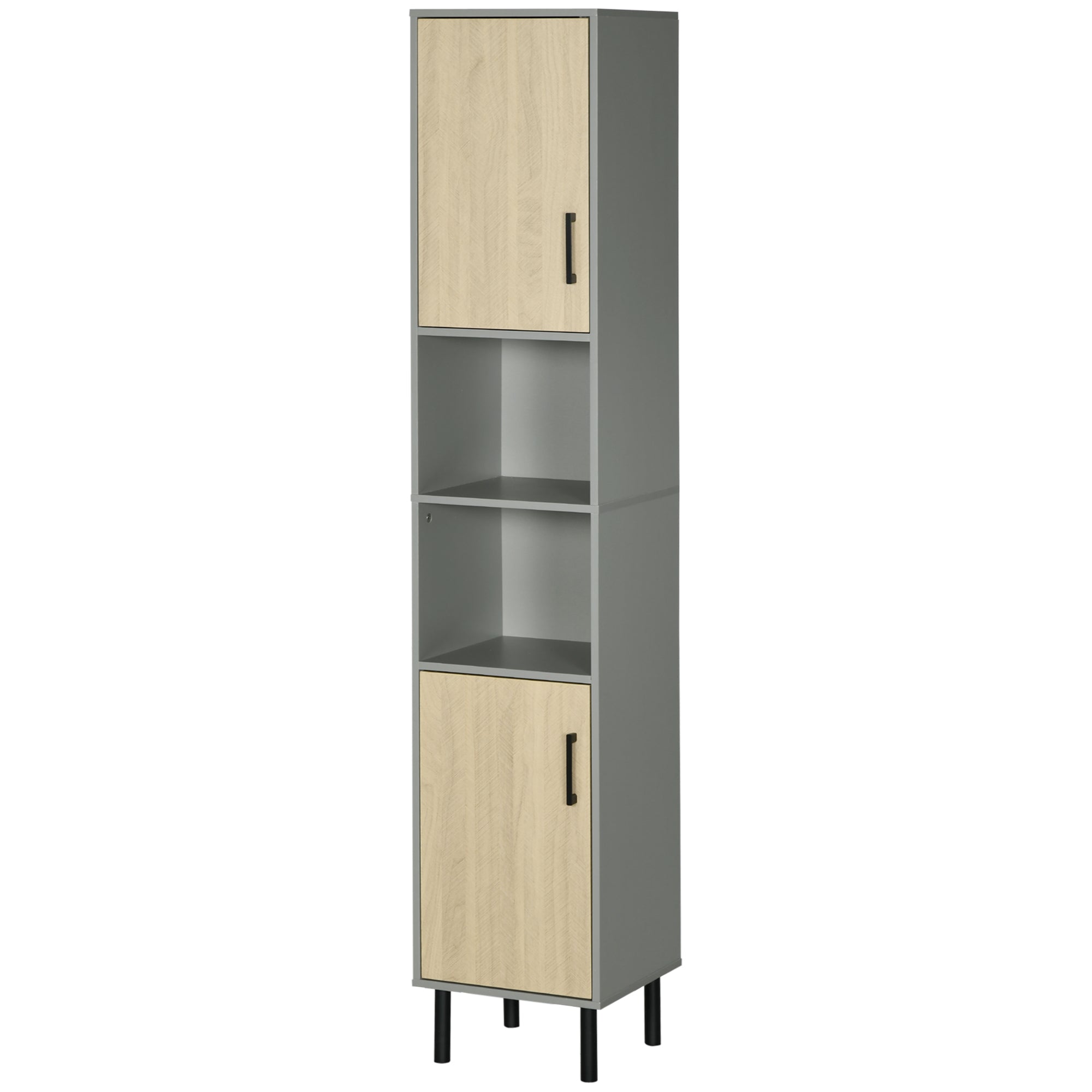 kleankin Tall Bathroom Cabinet, Free Standing Bathroom Storage Cabinet Cupboard with Door and Adjustable Shelves for Kitchen, Living Room
