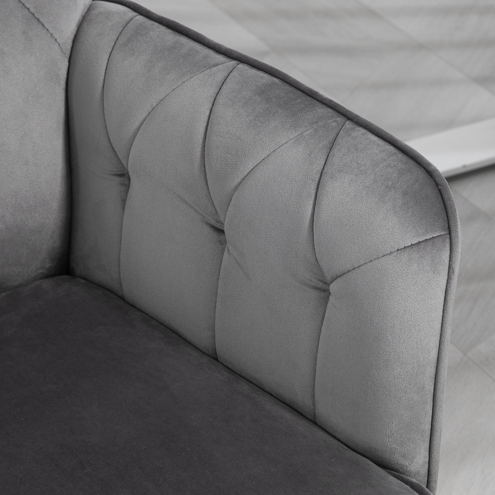 Vinsetto Office Desk Chair, Velvet-Feel Fabric Vanity Chair with Height Adjustable, Armrest, Swivel Chair for Home, Dark Grey