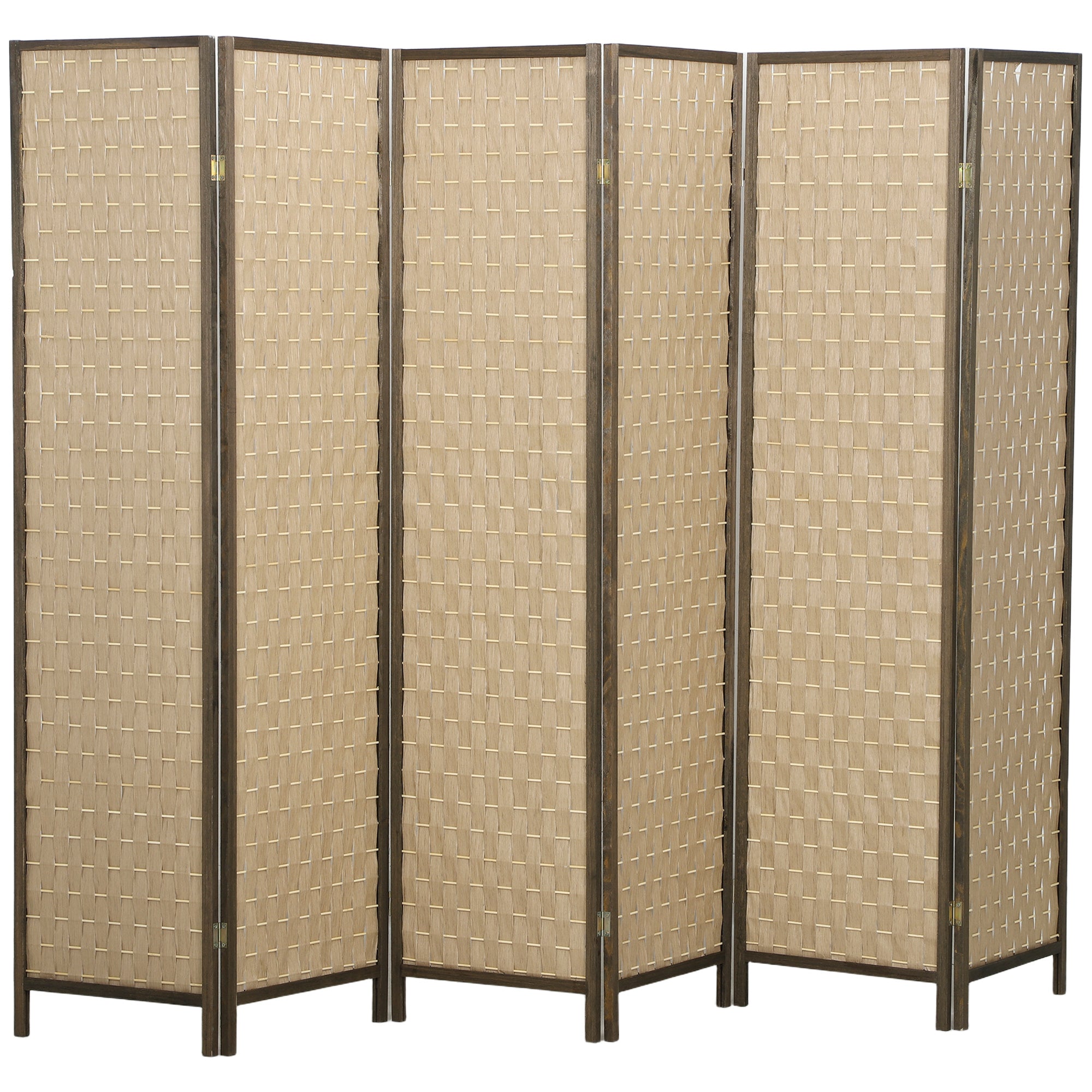 6 Panel Room Divider, 6 FT Lightweight Folding Privacy Screen, Freestanding Handwoven Partition for Living Room Bedroom Office, Brown