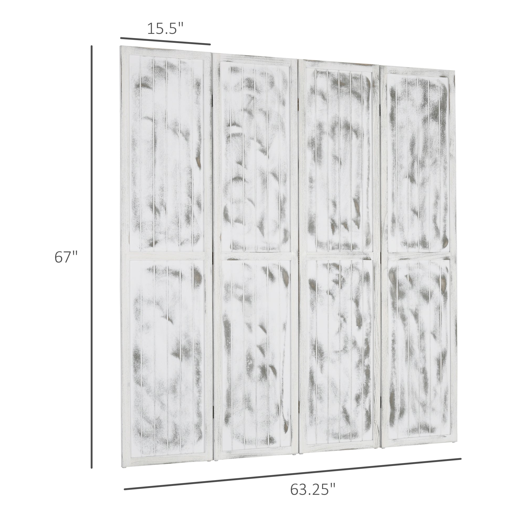 5.5' Foldable Room Divider Screen for Indoor Bedroom Office Rustic White