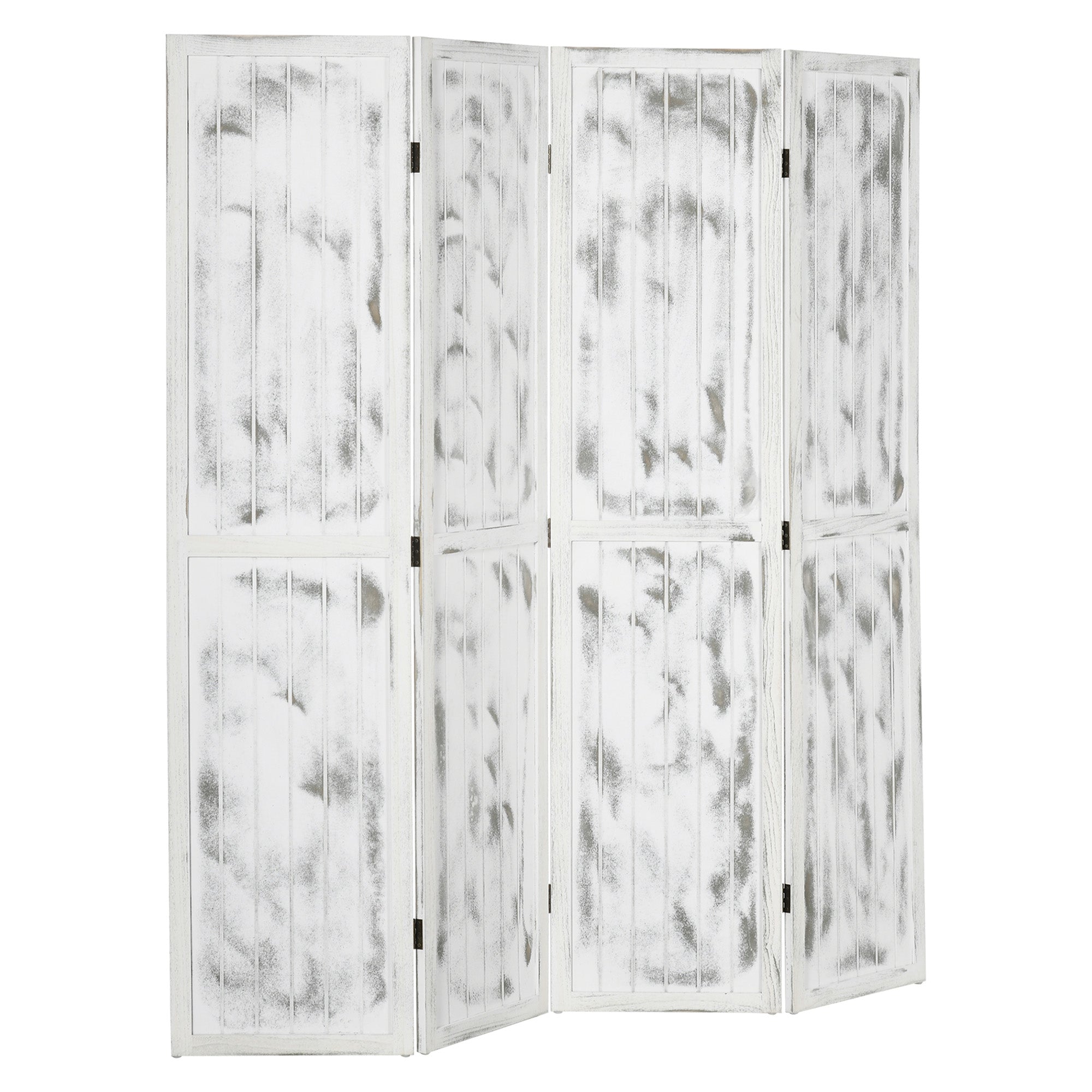 5.5' Foldable Room Divider Screen for Indoor Bedroom Office Rustic White