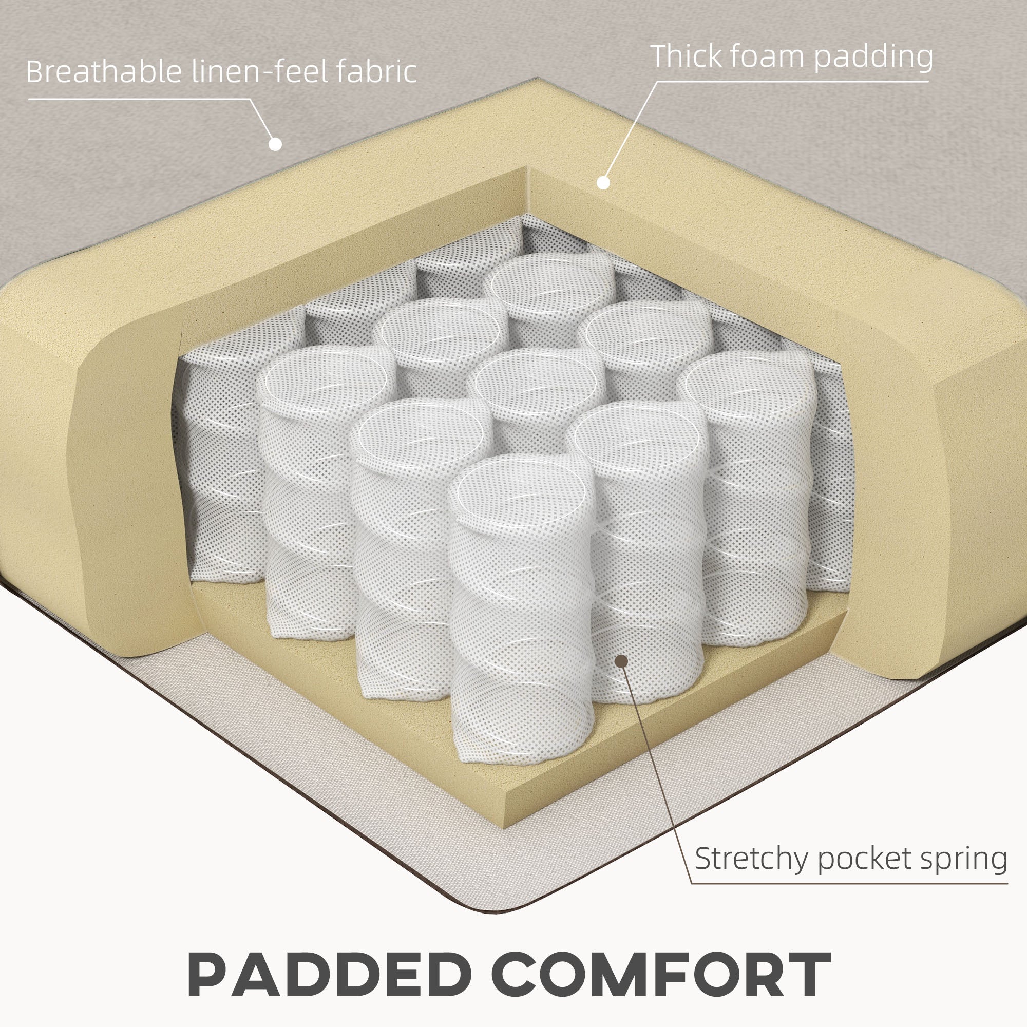 HOMCOM Convertible Sofa Bed with Adjustable Back, Button Tufted Sofa Bed Couch for Living Room, Guest Room, Apartment, Beige