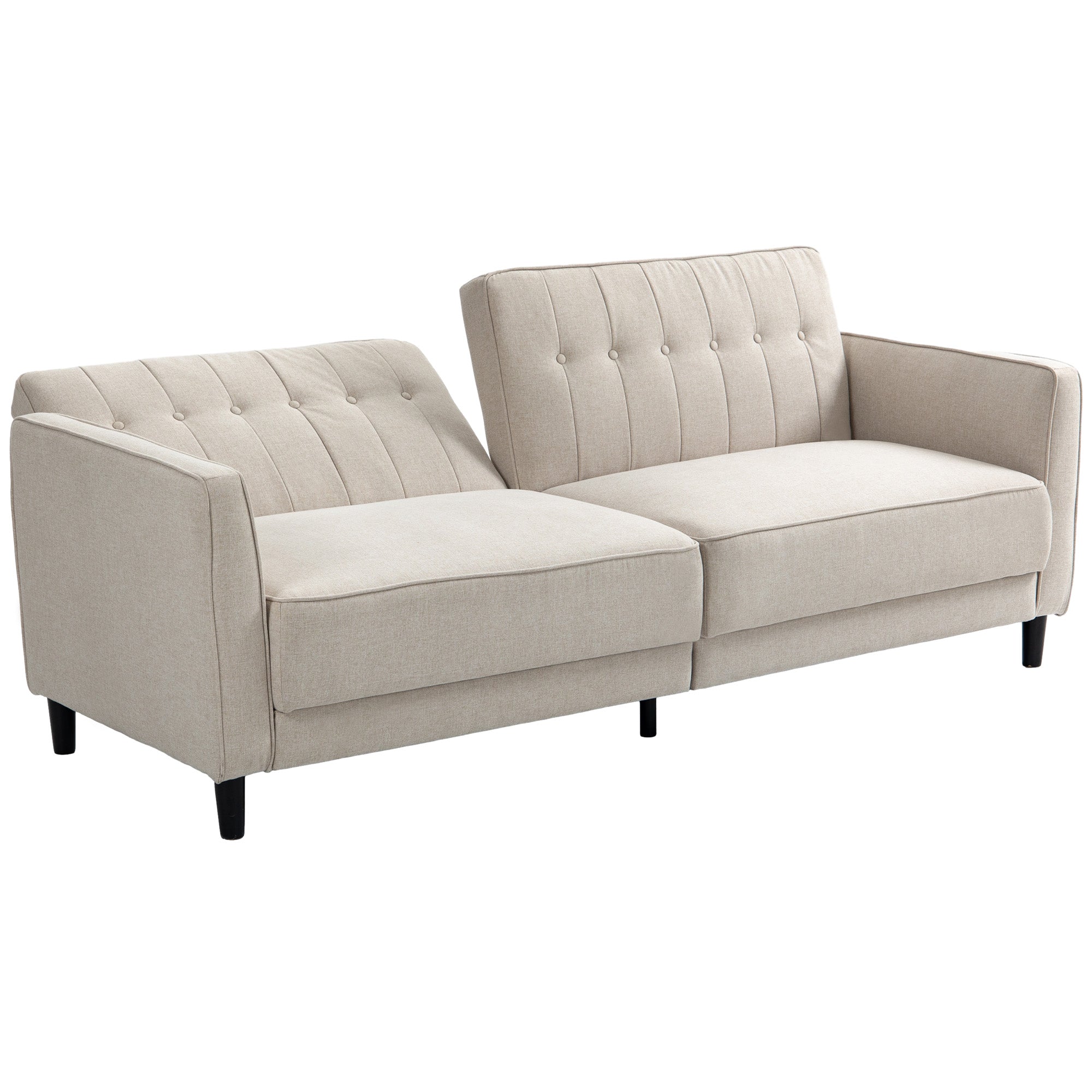 HOMCOM Convertible Sofa Bed with Adjustable Back, Button Tufted Sofa Bed Couch for Living Room, Guest Room, Apartment, Beige