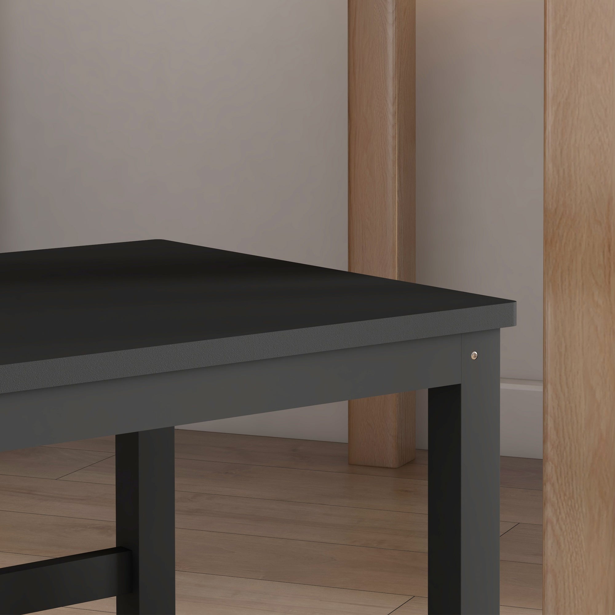 Farmhouse Dining Table Chairs, Set of 4 Pine Wood Kitchen Chairs w/ Slat Back, Black