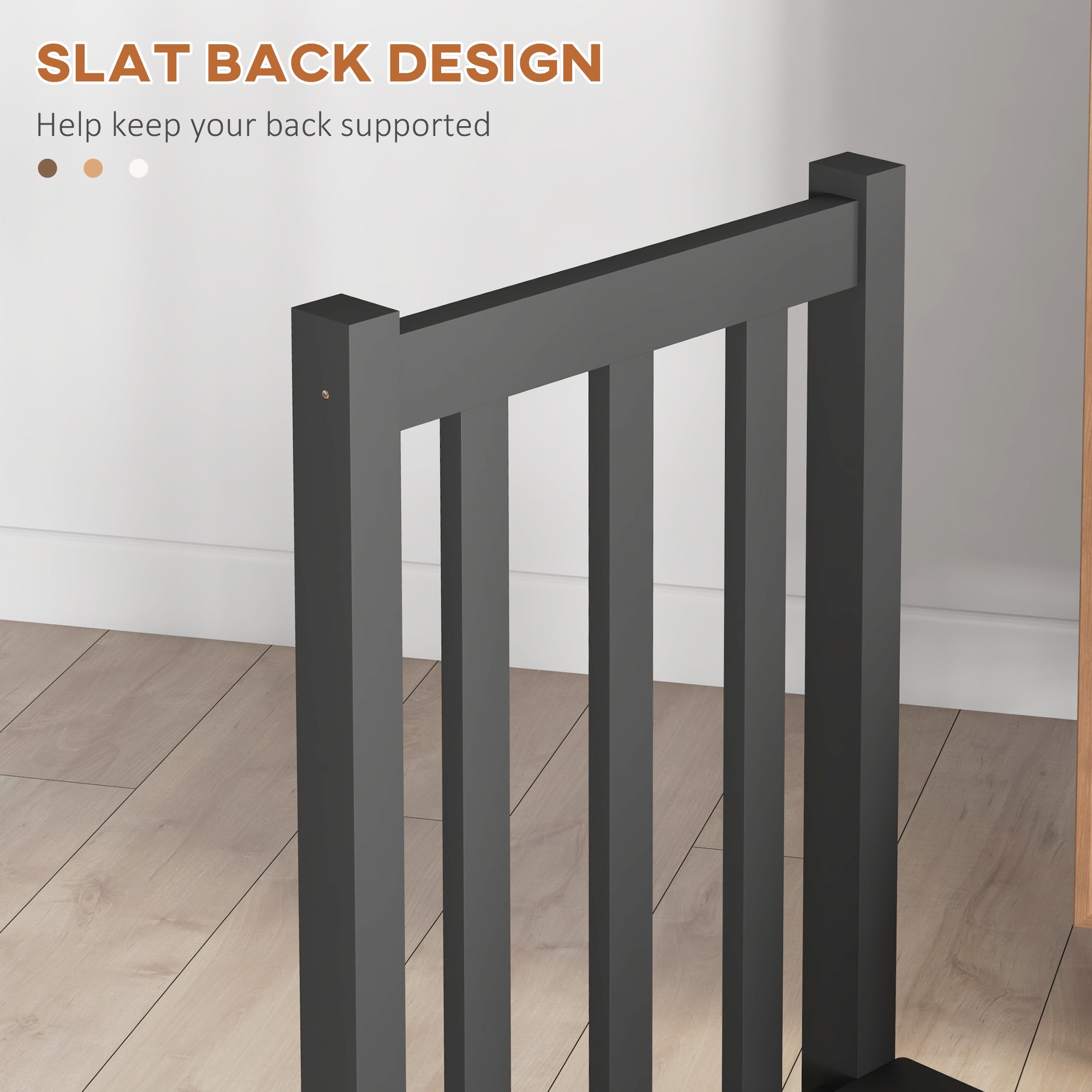 Farmhouse Dining Table Chairs, Set of 4 Pine Wood Kitchen Chairs w/ Slat Back, Black