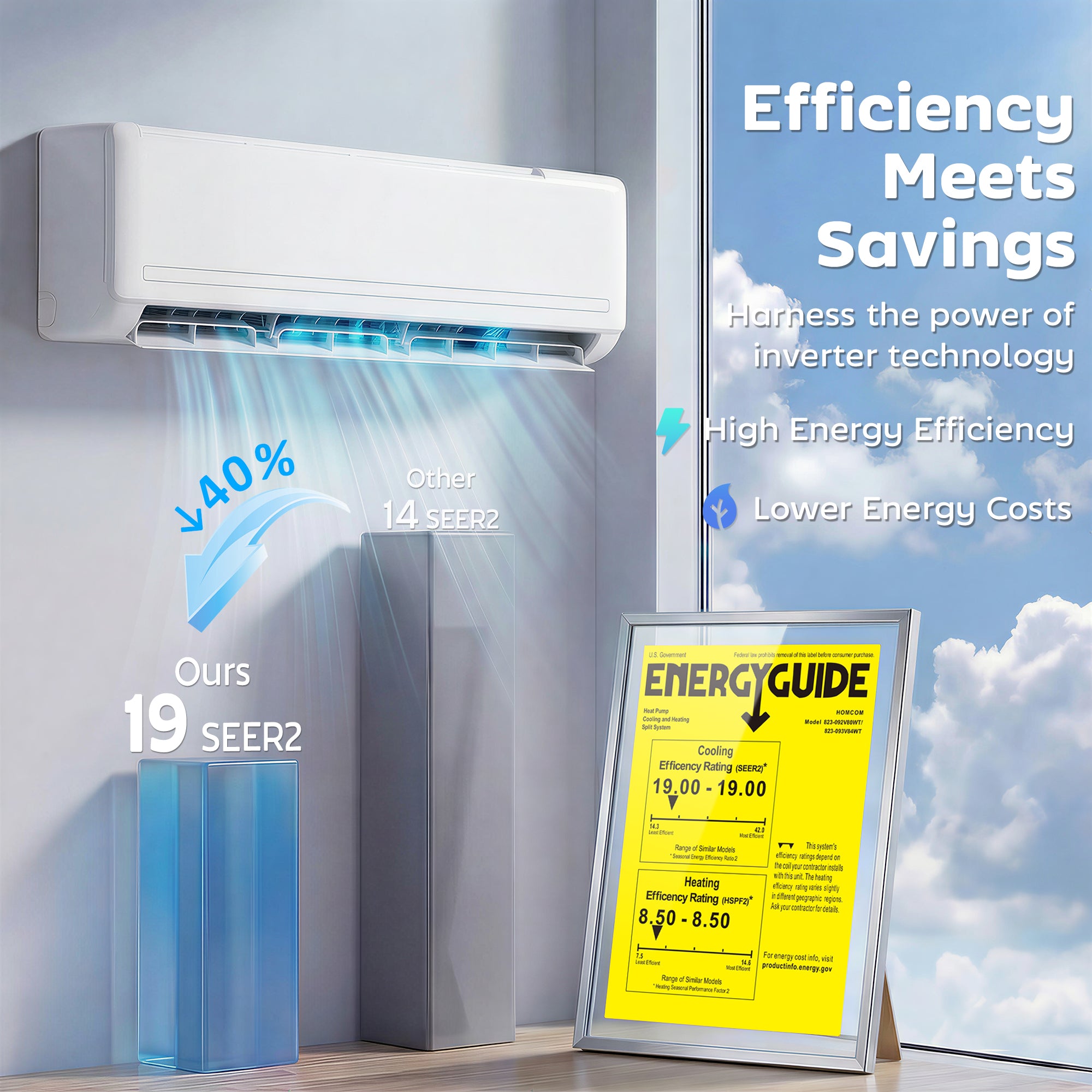 24000 BTU Mini Split Air Conditioner and Heat Pump, 19 SEER2 230V Energy Efficient Ductless Inverter AC Unit Cools up to 1500 Sq.Ft, Complete Installation Kit