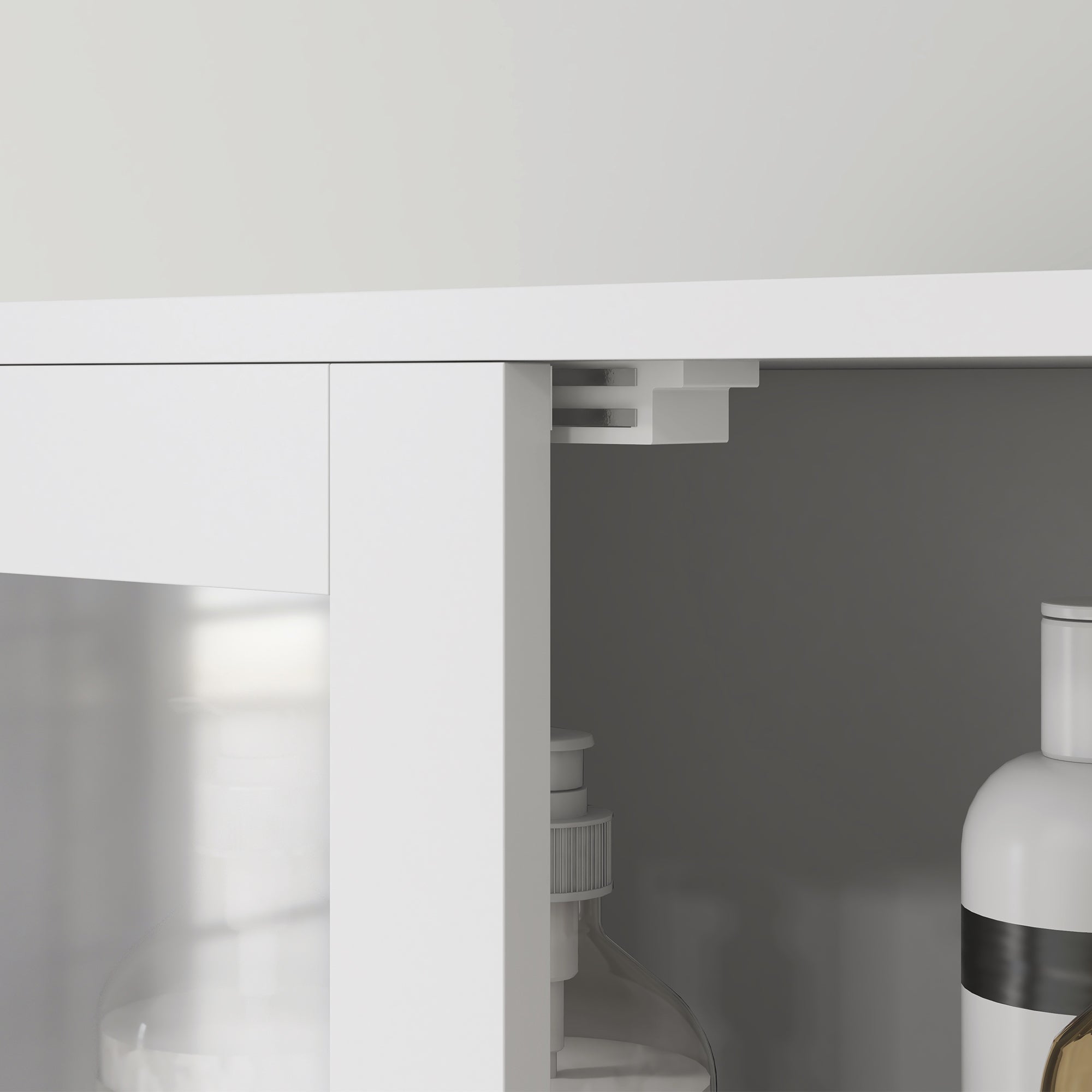 HOMCOM Tall Bathroom Cabinet, Bathroom Storage Cabinet With Glass/Louvred Doors and Adjustable Shelf, Linen Cabinet for Kitchen, Study, Living Room, White