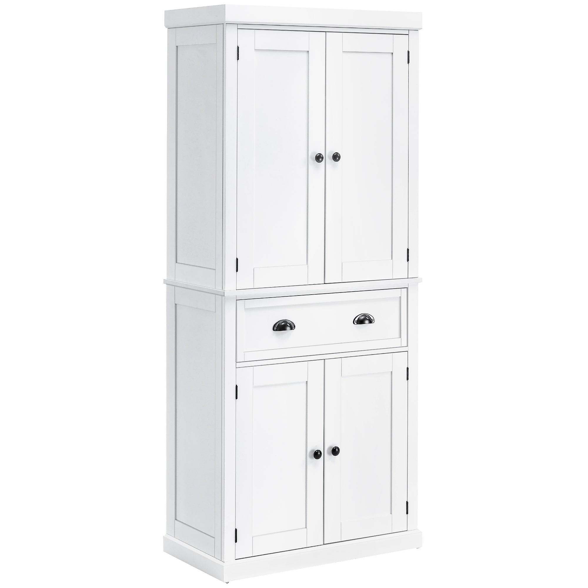 72.5" Freestanding Food Pantry Cabinet with Drawer, Doors and Shelves, White