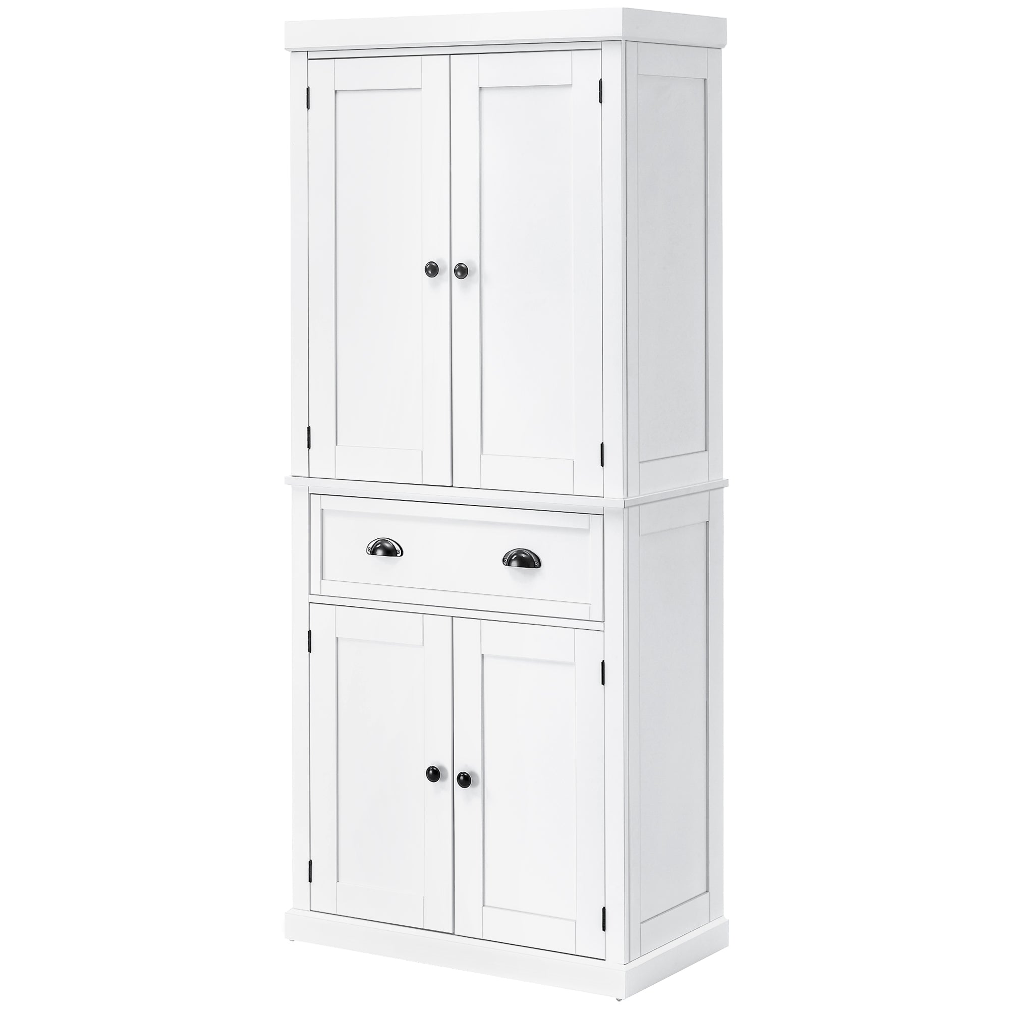 72.5" Freestanding Food Pantry Cabinet with Drawer, Doors and Shelves, White