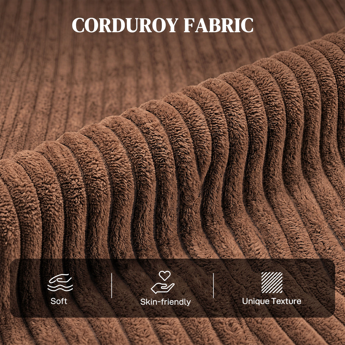 Push Back Recliner Chair, Corduroy Home Theater Seating, Single Reclining Sofa Chair with Padded Seat for Living Room, Brown