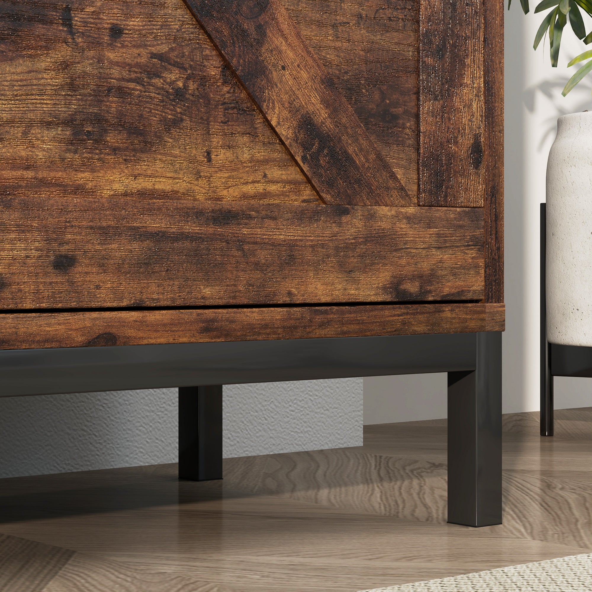 HOMCOM Shoe Storage Cabinet with 2 Flip Drawers, Legs, Farmhouse Freestanding Narrow Shoe Cabinet, Slim Hidden Rack Organizer for Entryway, Hallway, Rustic Brown Wood Grain