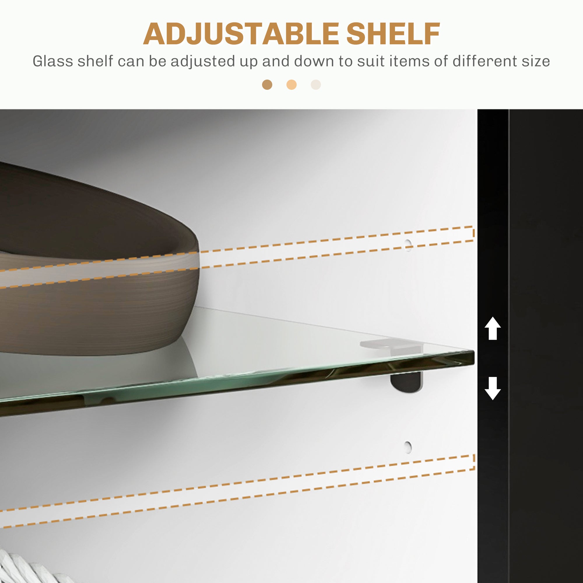 HOMCOM 145cm TV Unit with Glass Shelves and LED Light, Modern TV Stand Cabinet for Living Room, Entertainment Unit for 60 inch 4k TV, Black