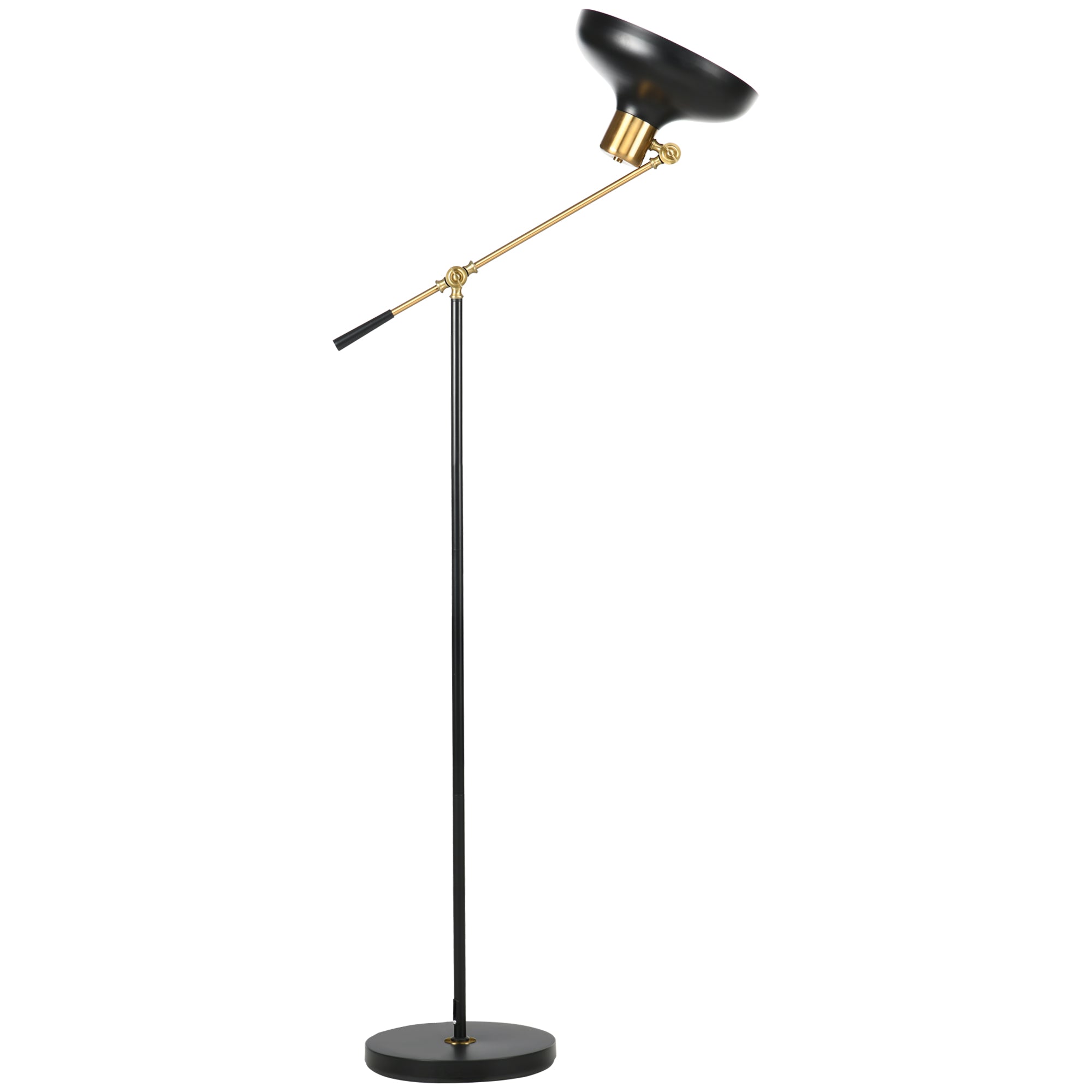 Adjustable Floor Lamp For Living Room Standing Lamp For Bedroom With Balance Arm Tall Black And Gold - HOMCOM