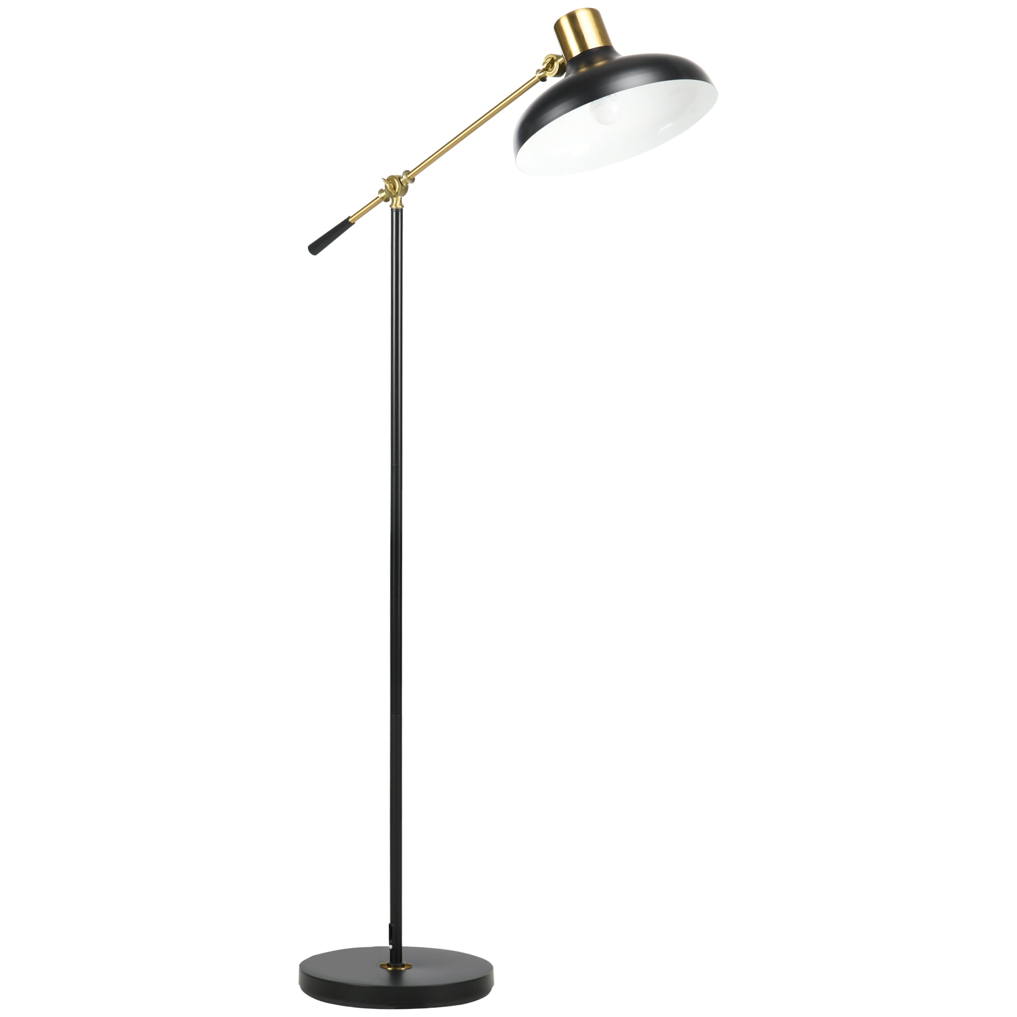 Adjustable Floor Lamp For Living Room Standing Lamp For Bedroom With Balance Arm Tall Black And Gold - HOMCOM