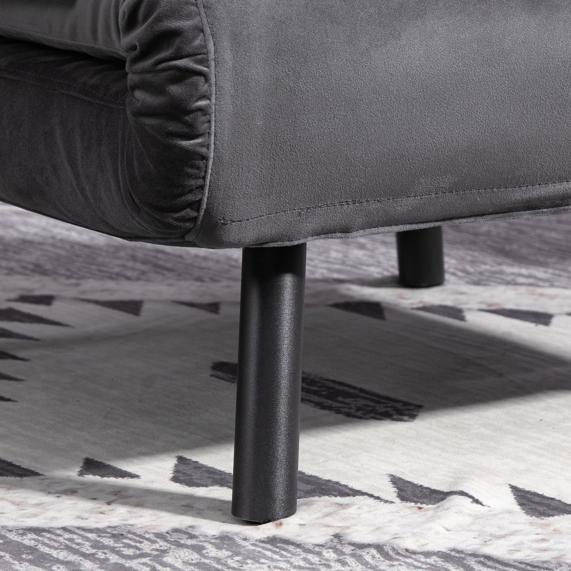 HOMCOM Single Chair Bed, Click Clack Convertible Bed Settee, Modern Velvet Feel Fabric Chair Couch with 1 Tufted Cushion, Wood Armrests, for Living Room, Bedroom, Guest Room, Charcoal Grey