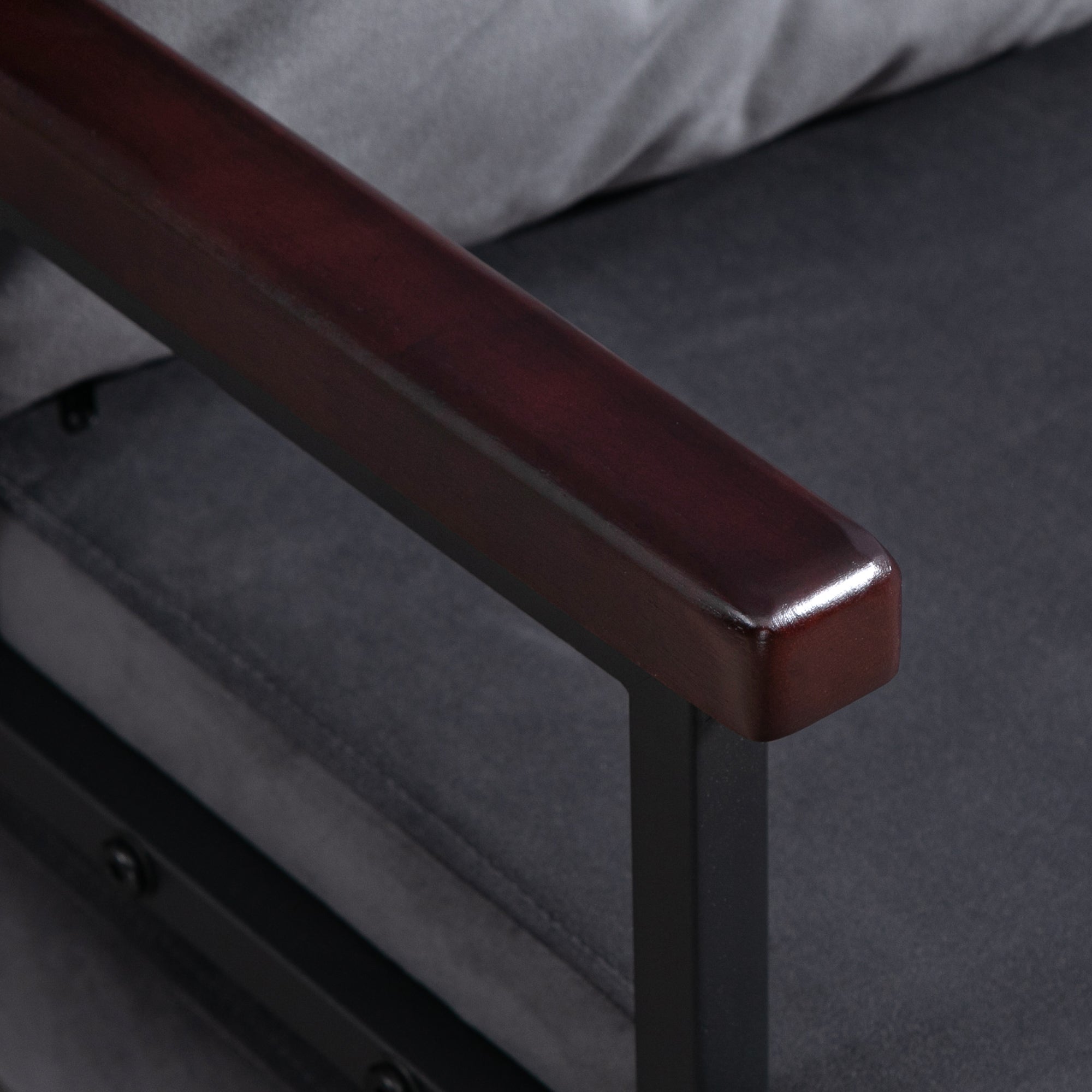 HOMCOM Single Chair Bed, Click Clack Convertible Bed Settee, Modern Velvet Feel Fabric Chair Couch with 1 Tufted Cushion, Wood Armrests, for Living Room, Bedroom, Guest Room, Charcoal Grey